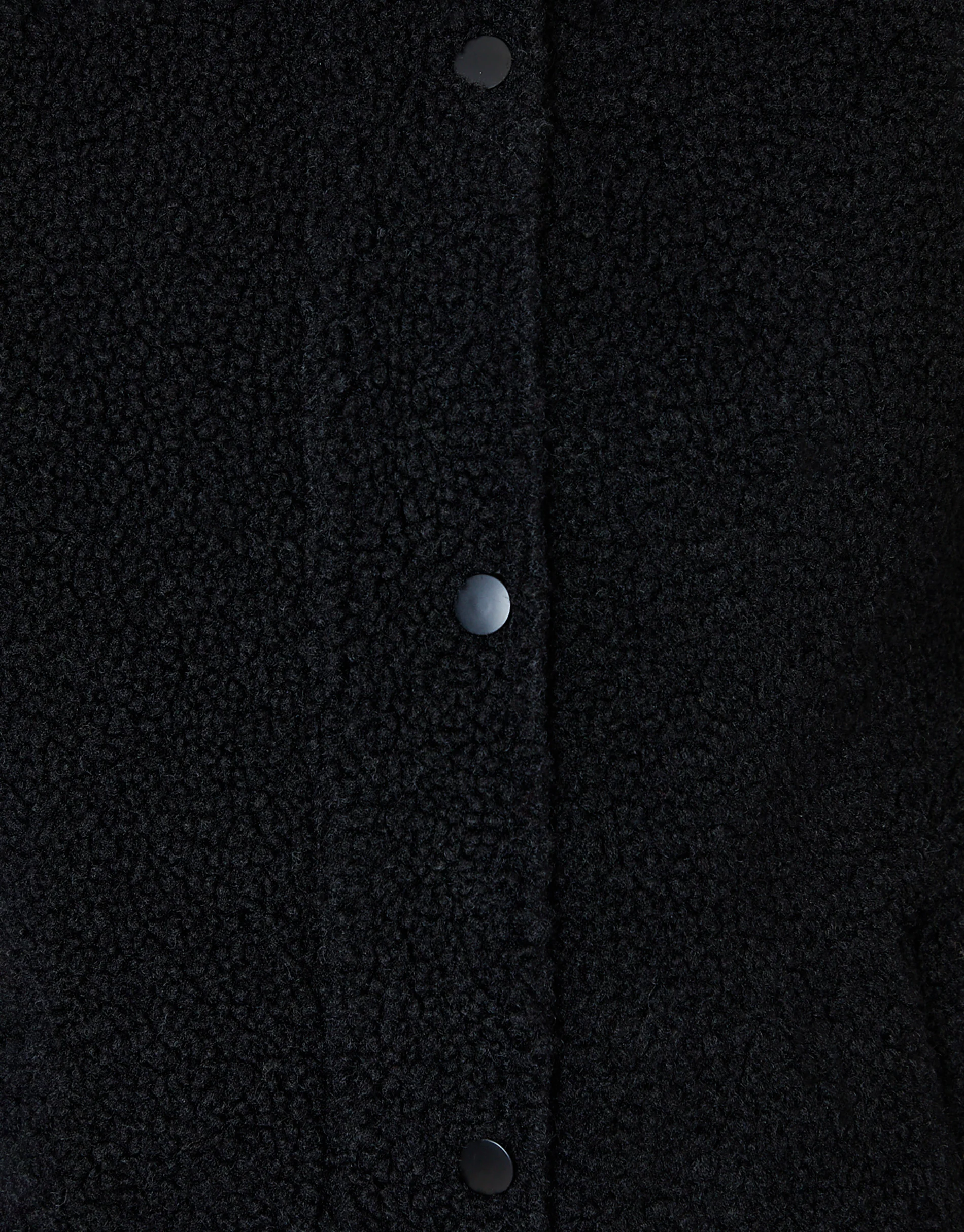 Hooded Snap Borg Fleece Bomber in Black - Image 5