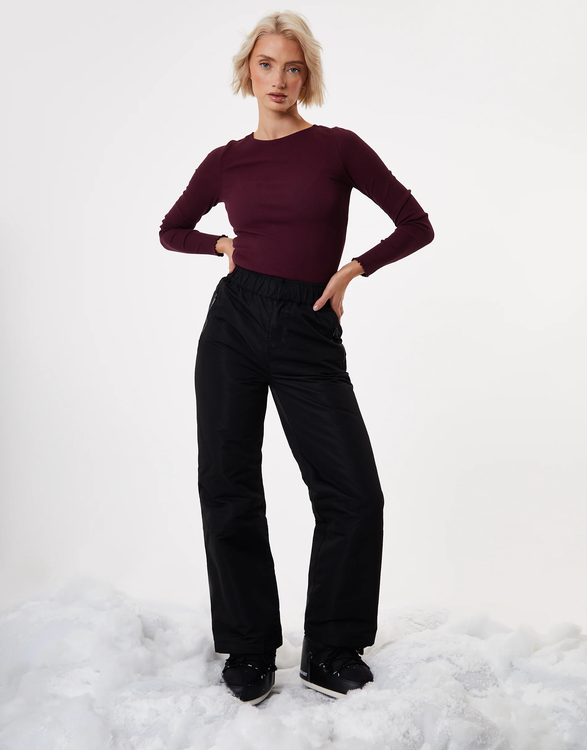 Padded Ski Pants in Black