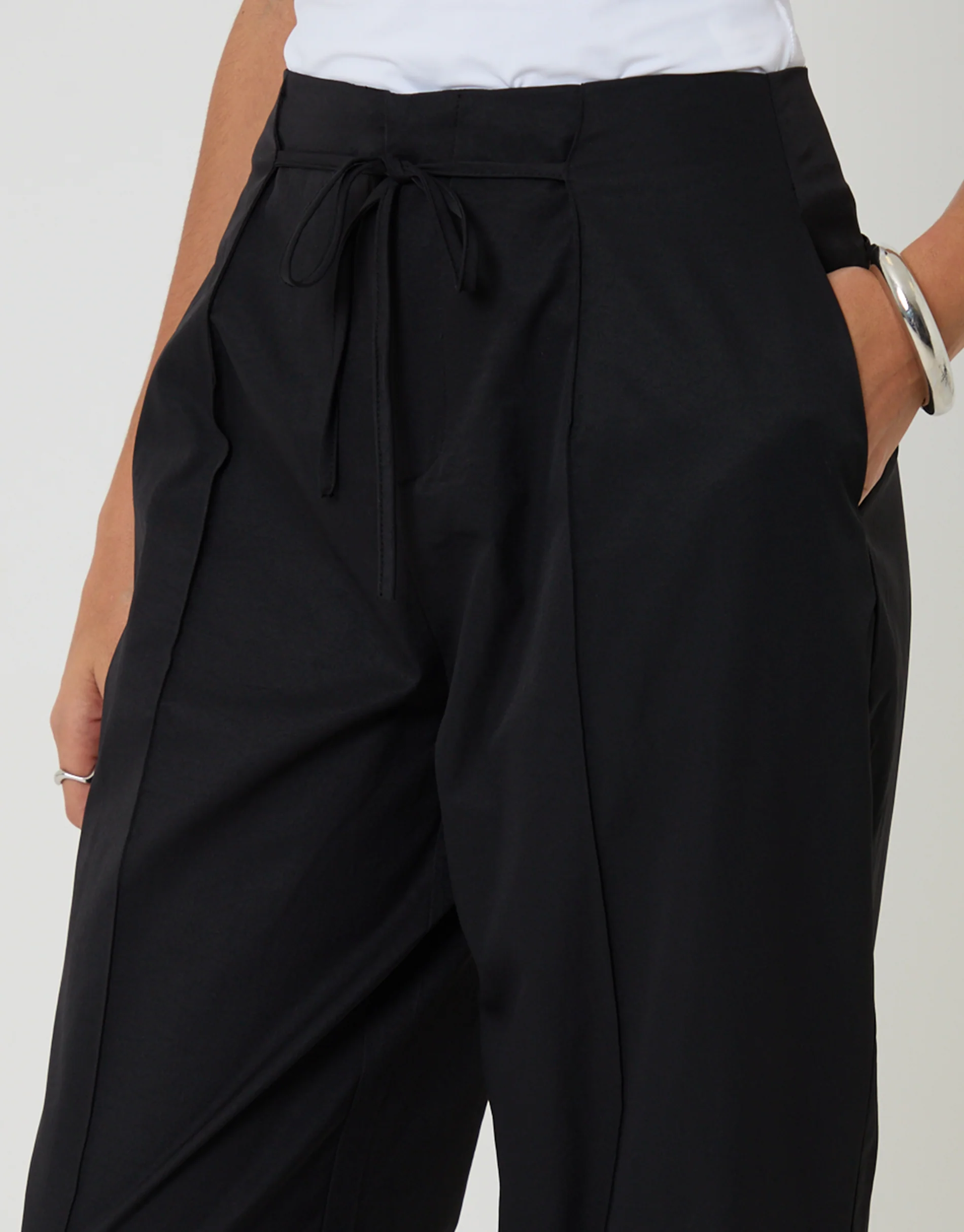 Princess Seam Barrel Leg Trousers in Black - Image 4