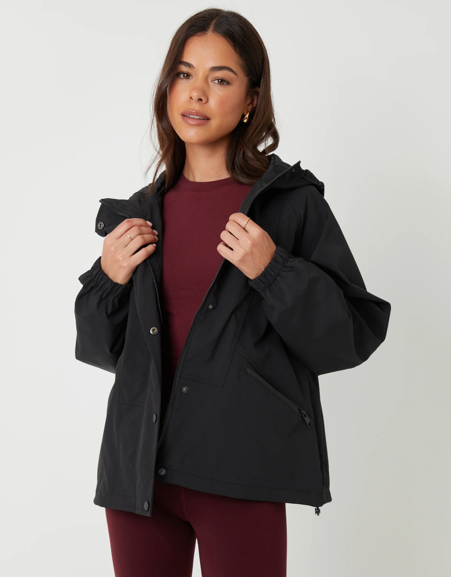 Showerproof Hooded Jacket in Black - Image 2