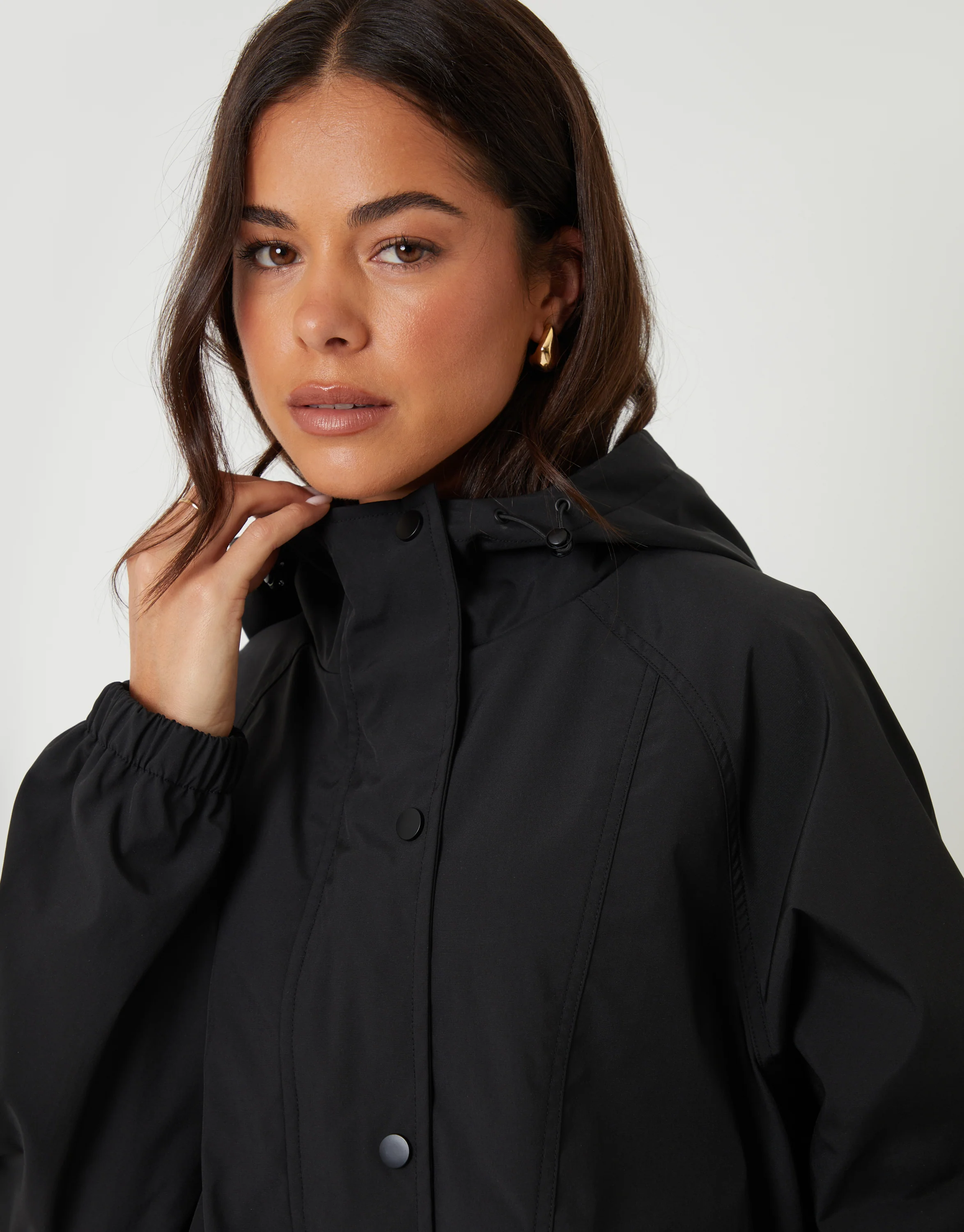 Showerproof Hooded Jacket in Black - Image 5