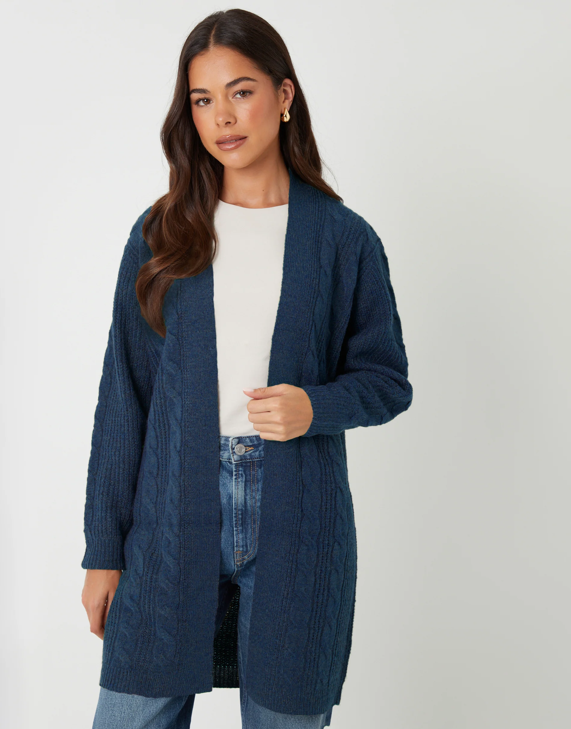 Cable Knit Cardigan in Blue