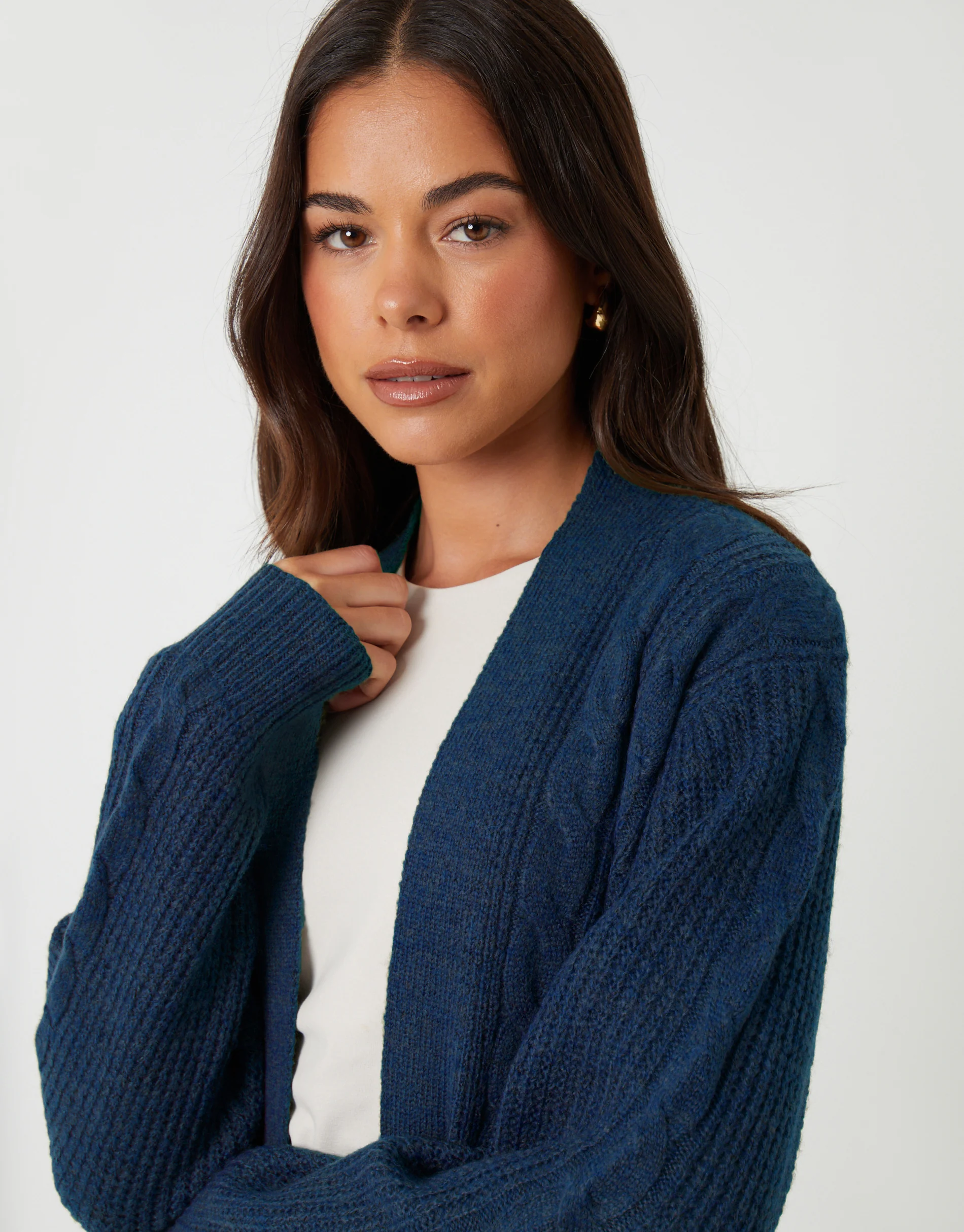 Cable Knit Cardigan in Blue - Image 4
