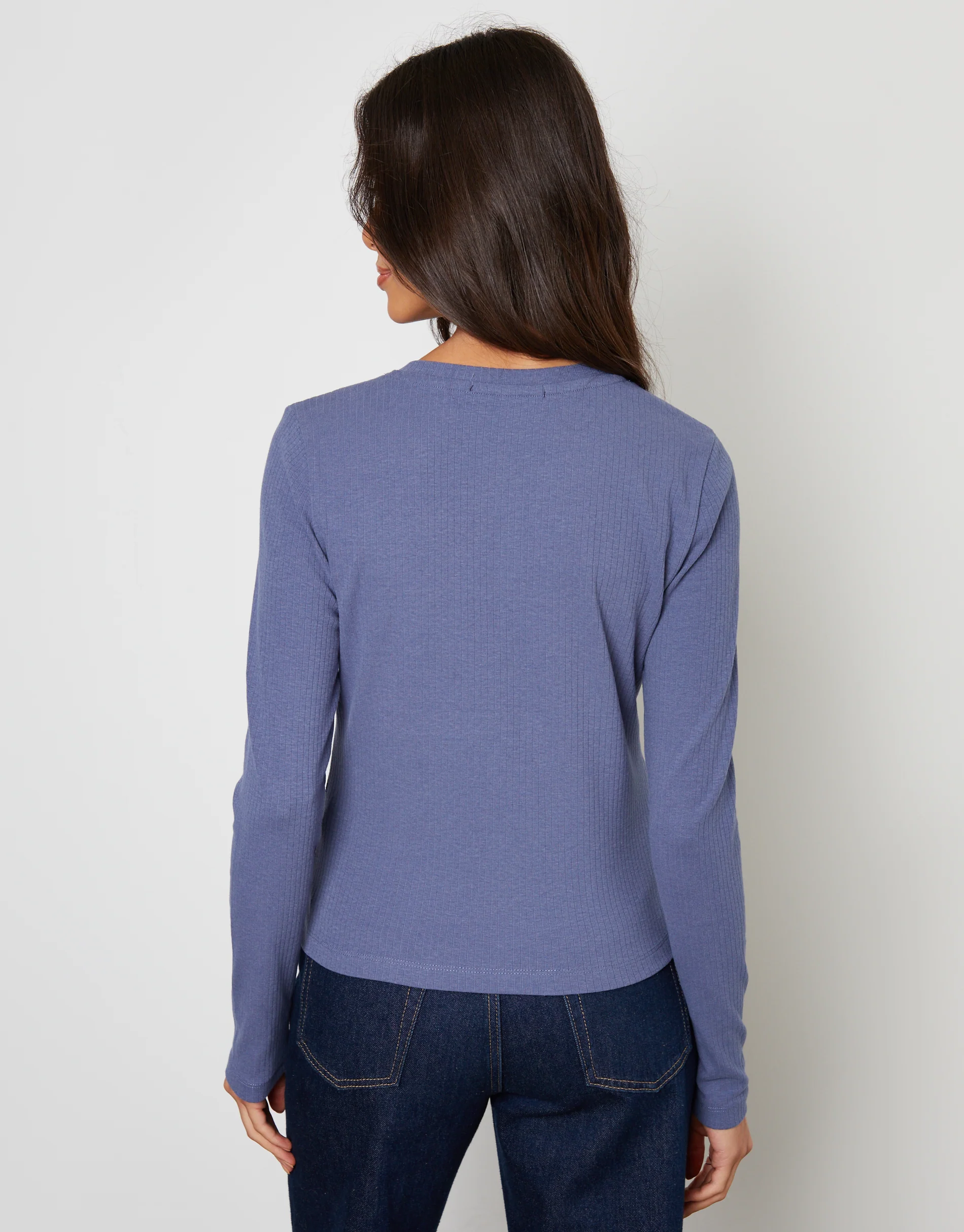 Ribbed Jersey Button Up Cardigan in Blue - Image 4