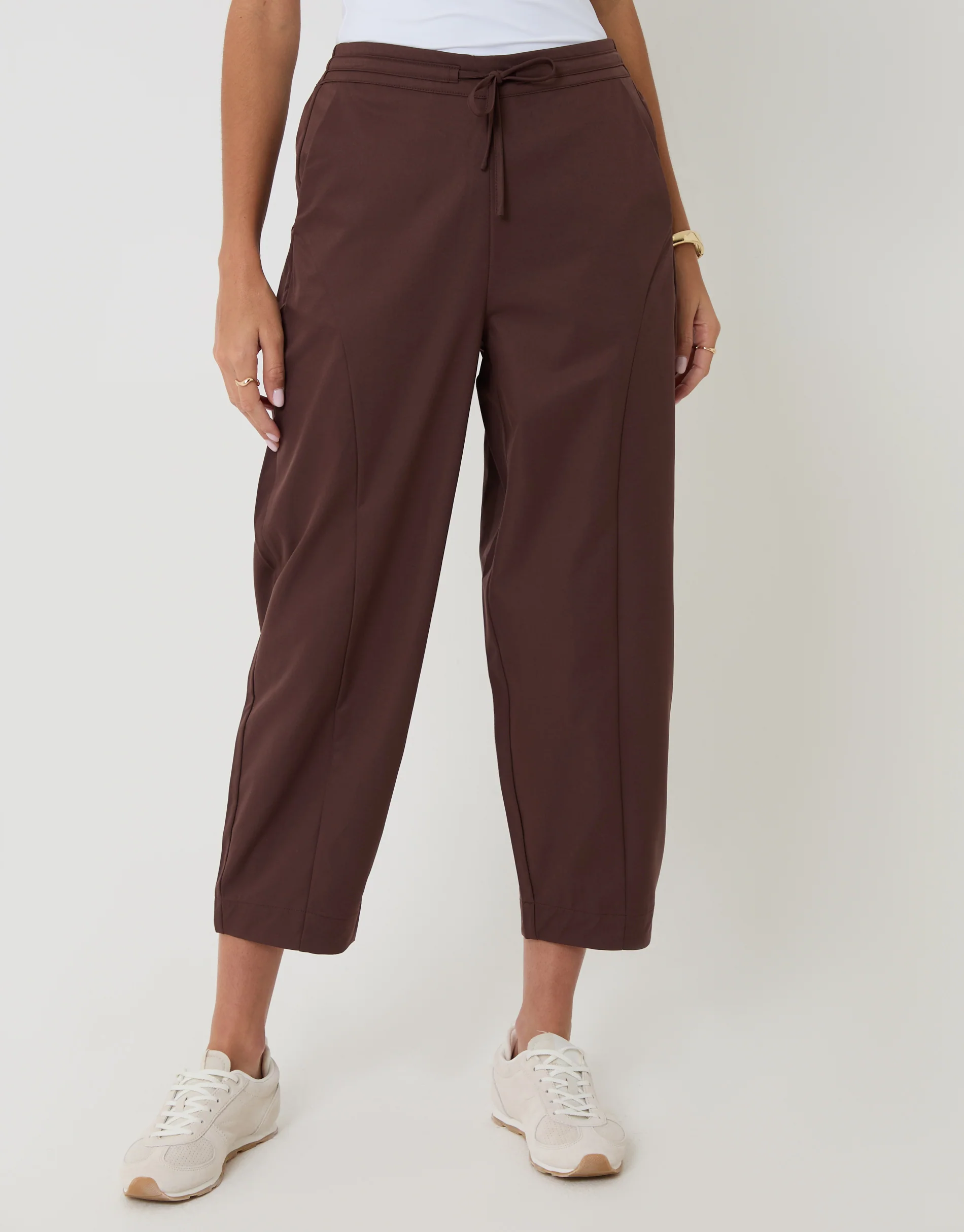 Curved Seam Barrel Leg Trousers in Brown - Image 2