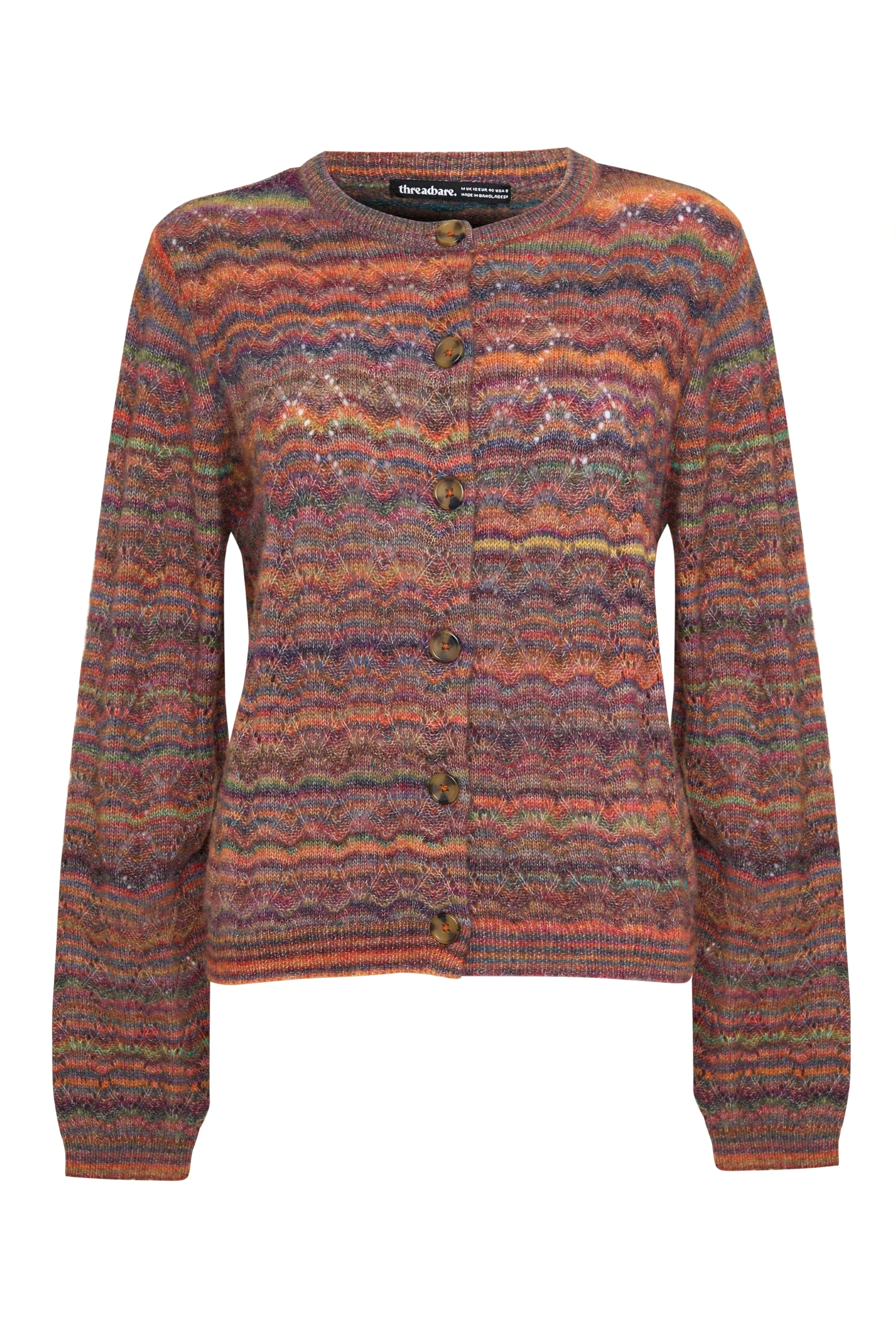 Space Dye Knitted Cardigan in Brown - Image 6