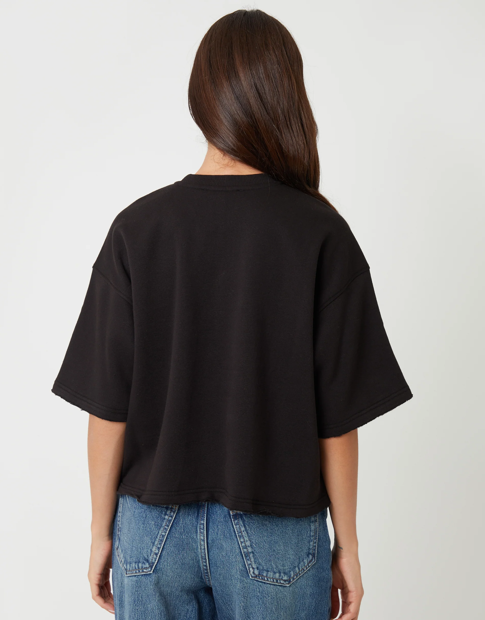 2 Pack Boxy Short Sleeve Sweatshirts in Chocolate Brown & Black - Image 3