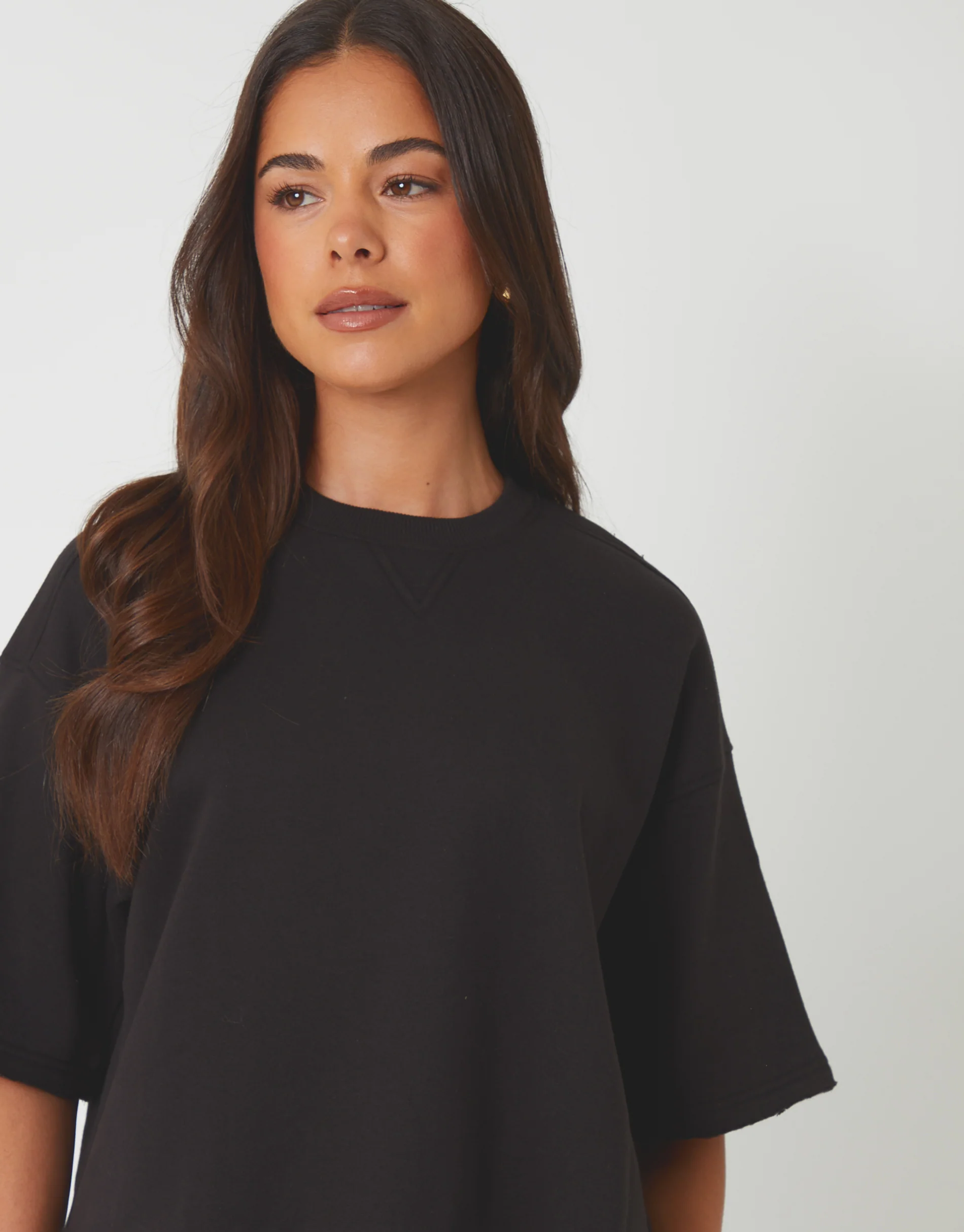 2 Pack Boxy Short Sleeve Sweatshirts in Chocolate Brown & Black - Image 4