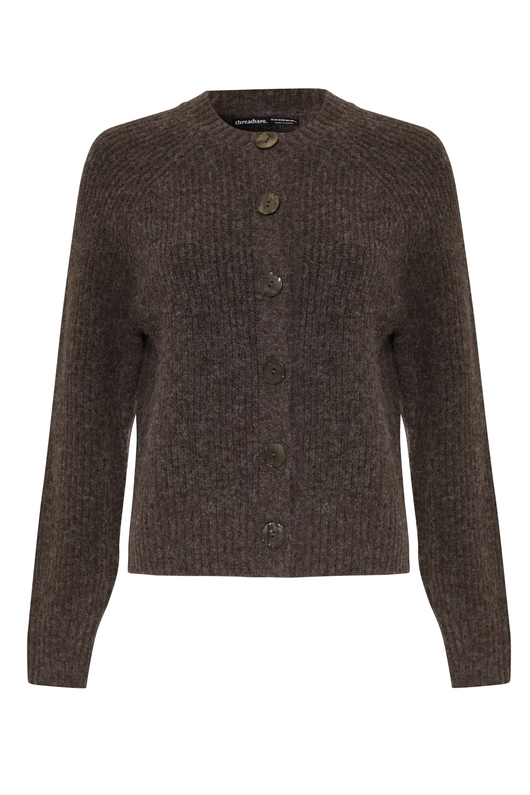 Chunky Knit Button Up Cardigan in Chocolate Brown - Image 6