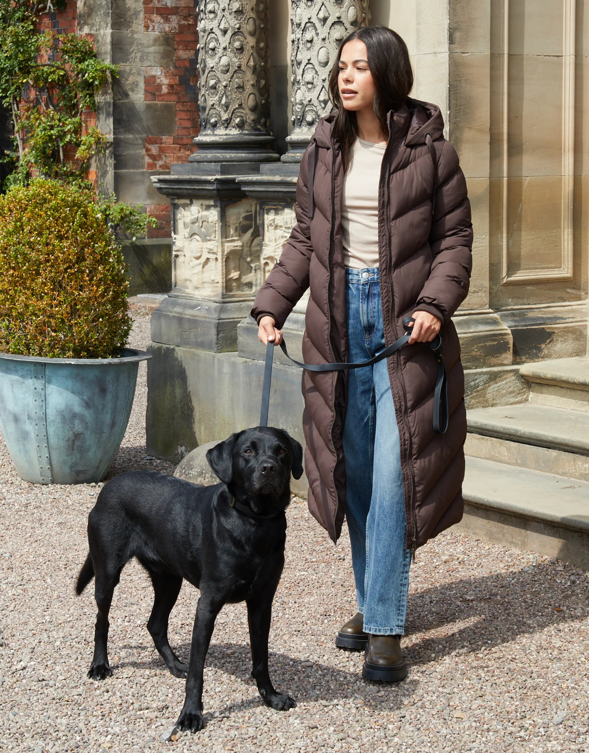 Padded Maxi Coat in Chocolate Brown - Image 5
