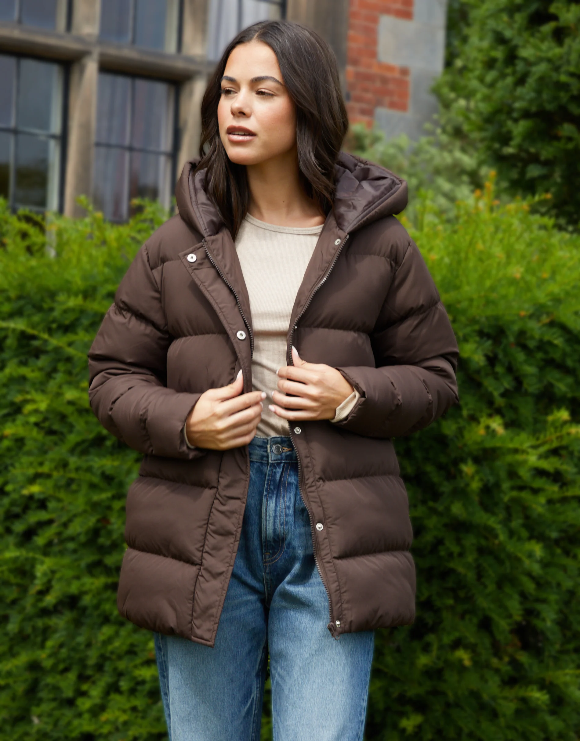 Puffer Jacket in Chocolate Brown