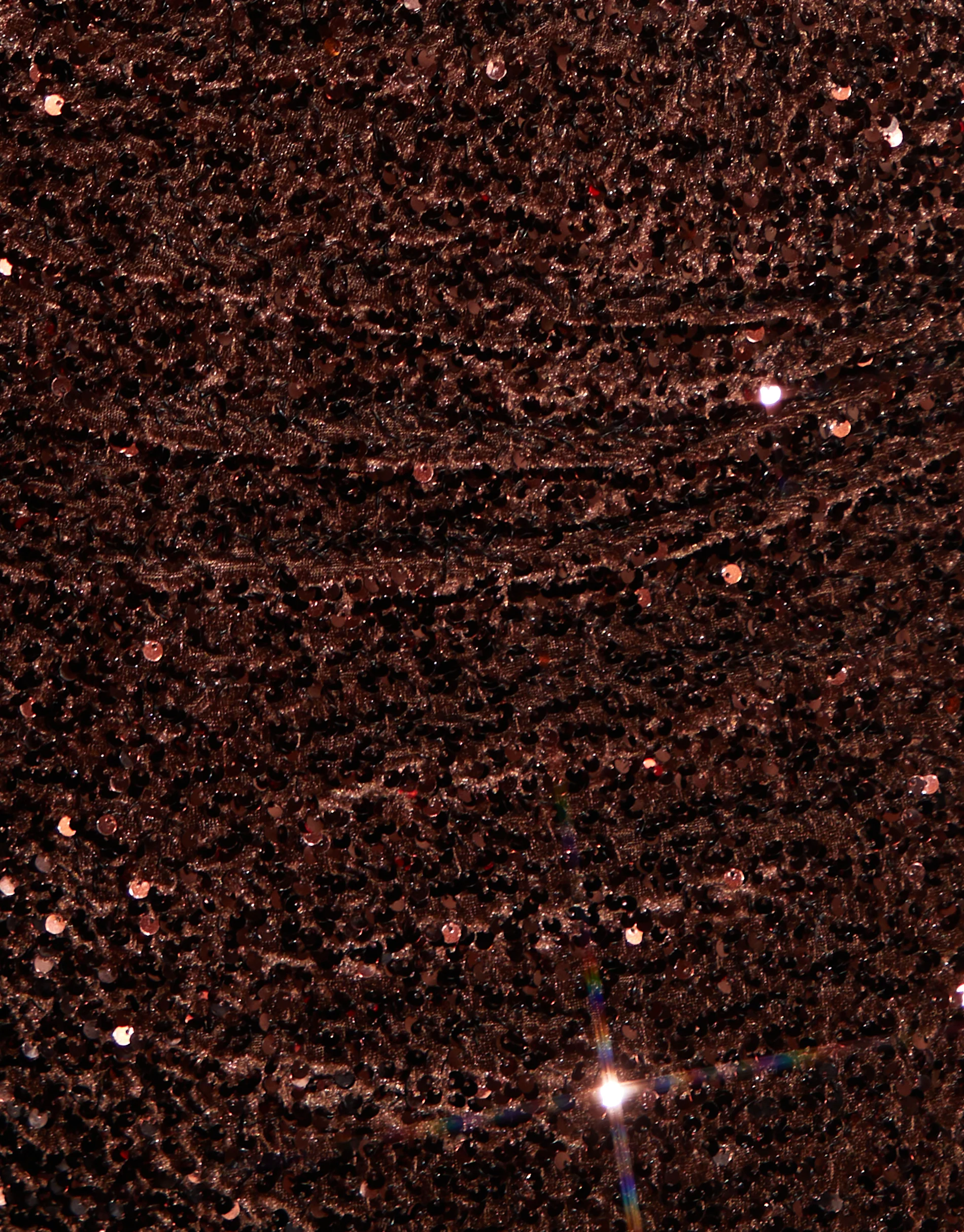 Sequin Velour Mini Skirt in Chocolate Brown - Image 5