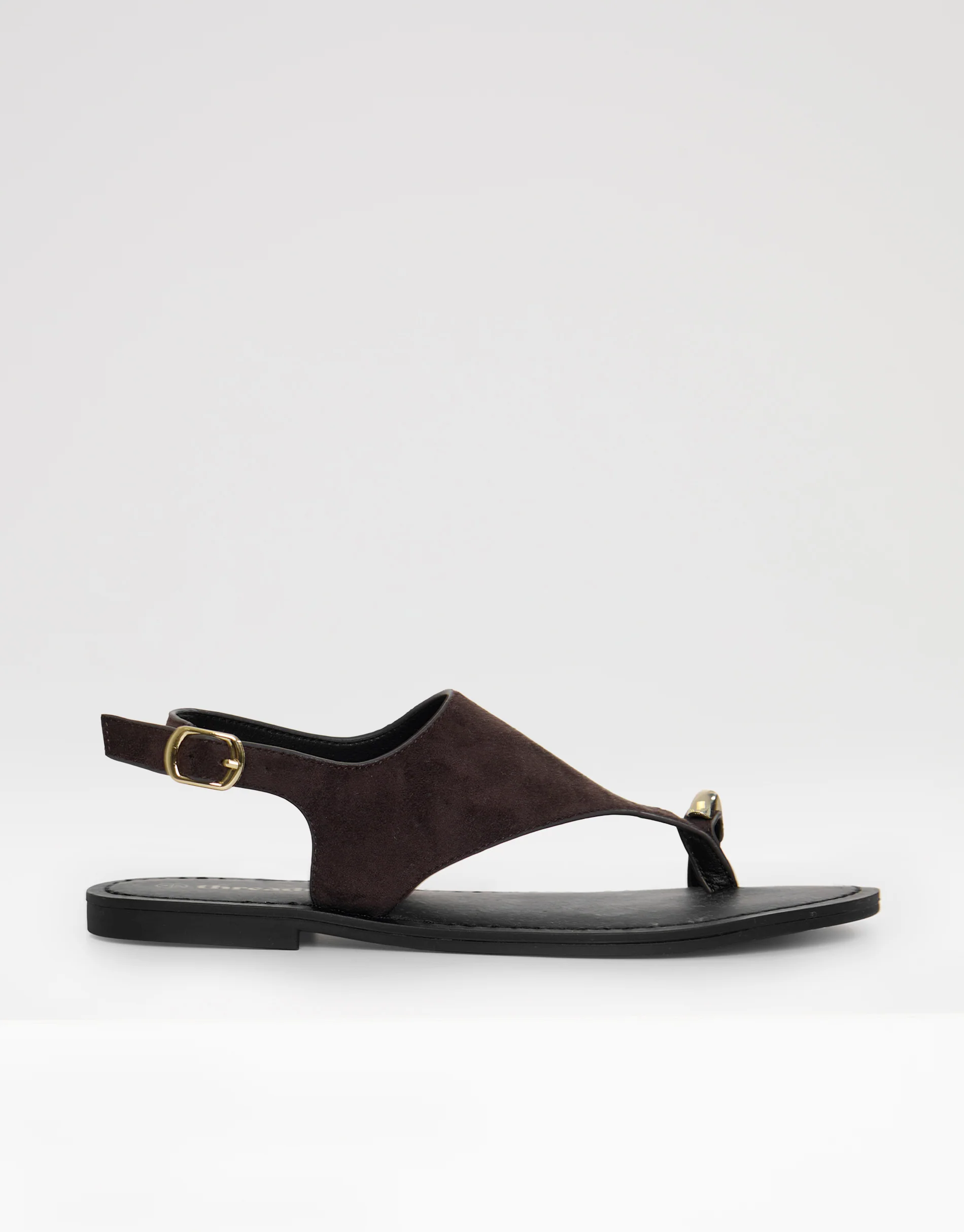 T-Strap Toe Loop Sandals in Chocolate Brown - Image 2