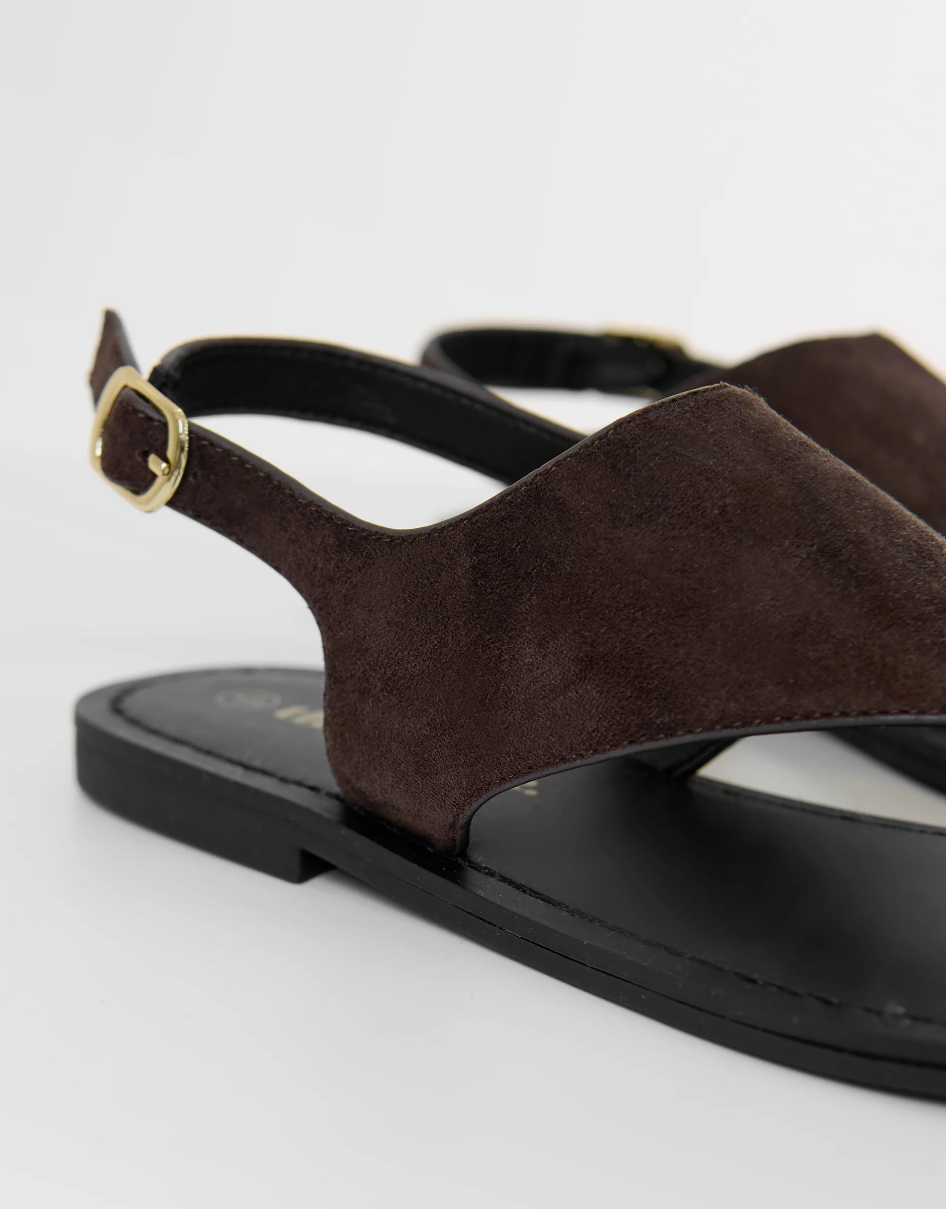 T-Strap Toe Loop Sandals in Chocolate Brown - Image 3
