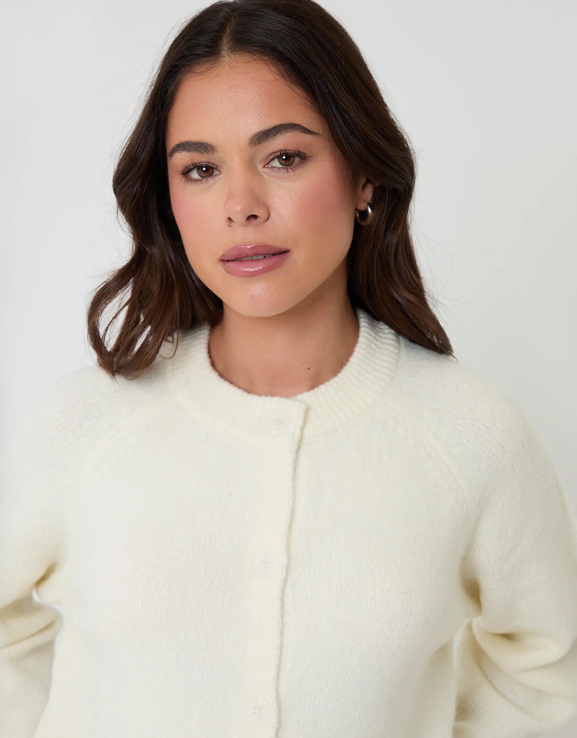 Button Up Knitted Cardigan in Cream - Image 4