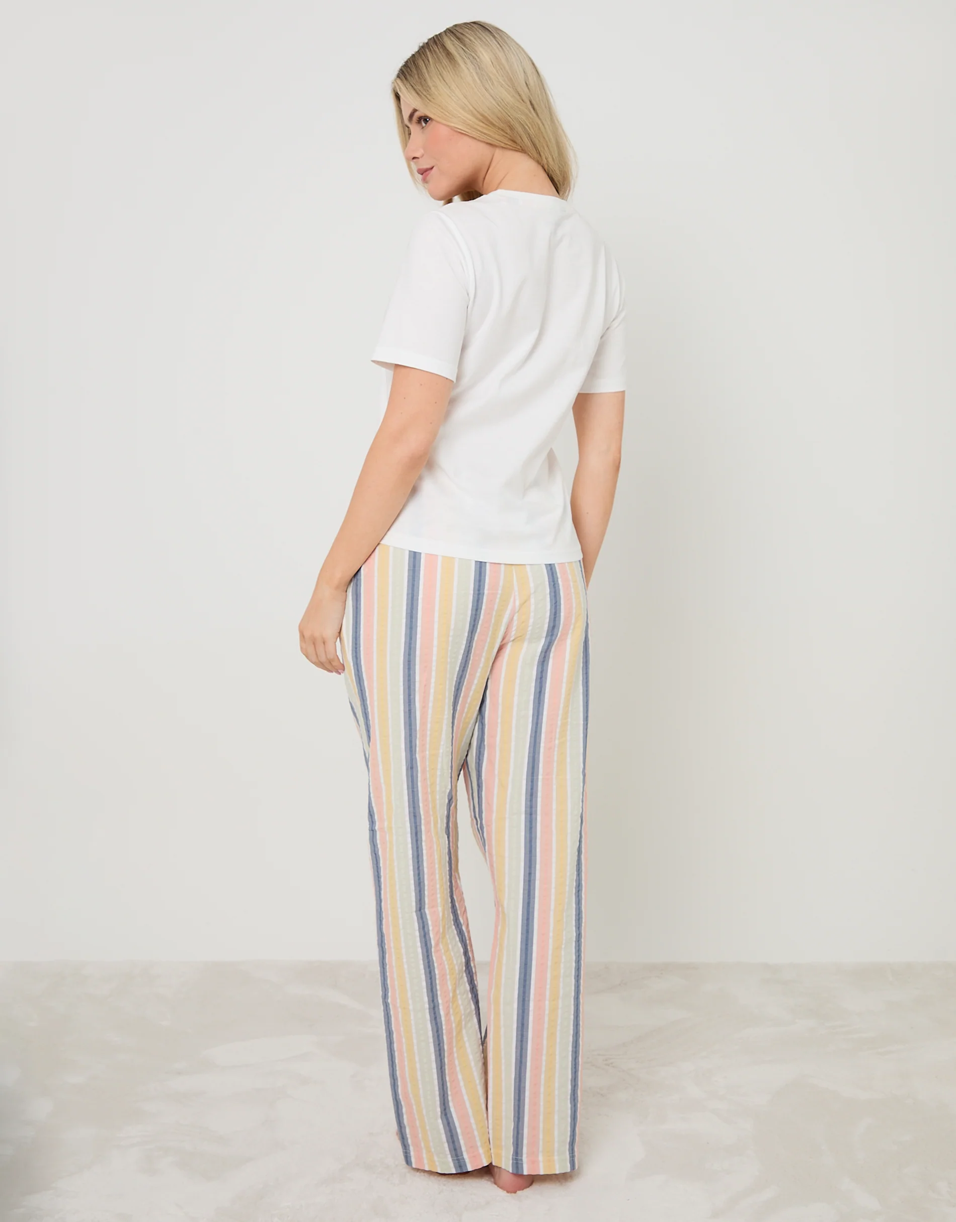 Petite Lemonade Graphic Print Cotton Pyjama Set in Cream - Image 4