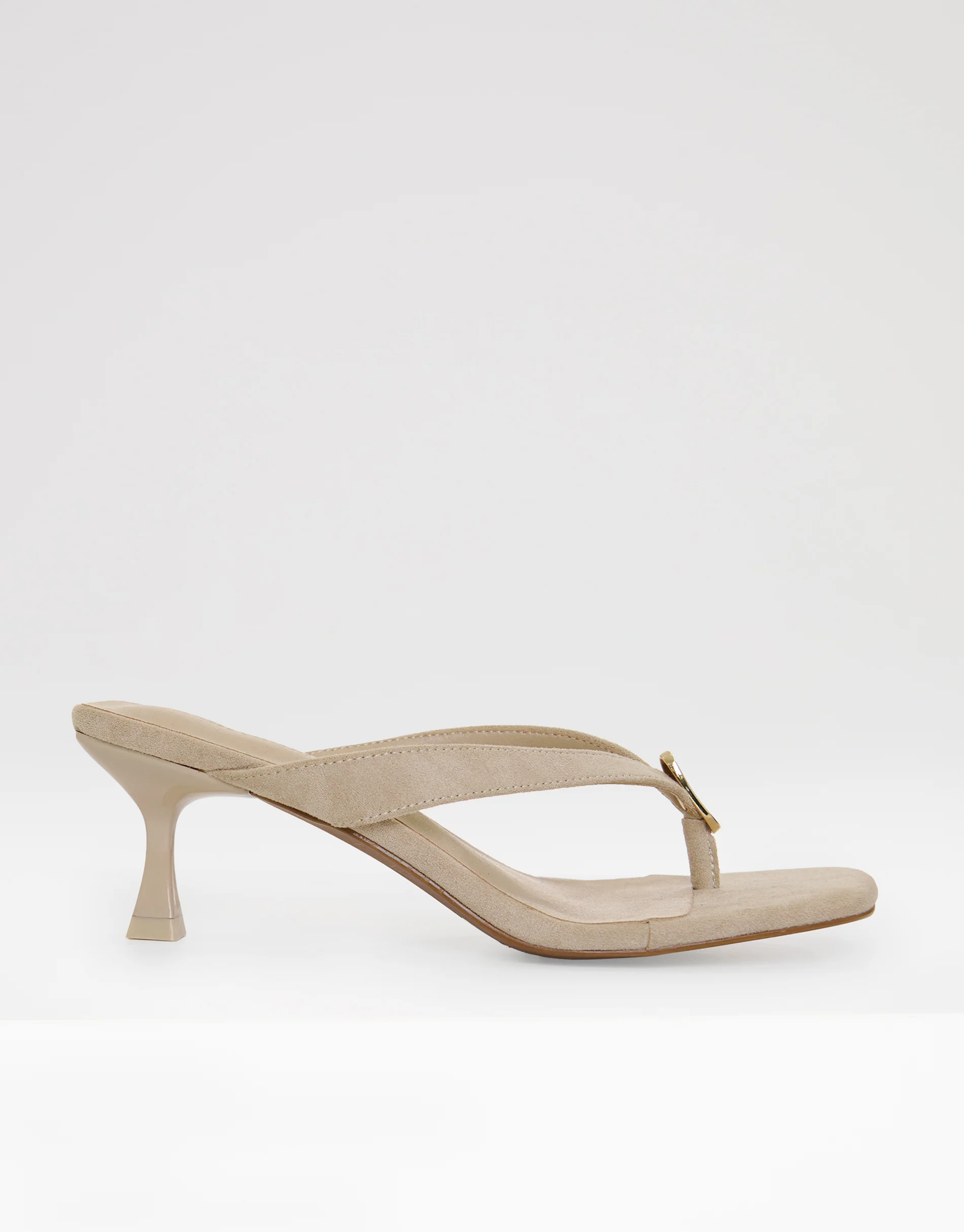Toe Post Kitten Heels in Ecru - Image 2