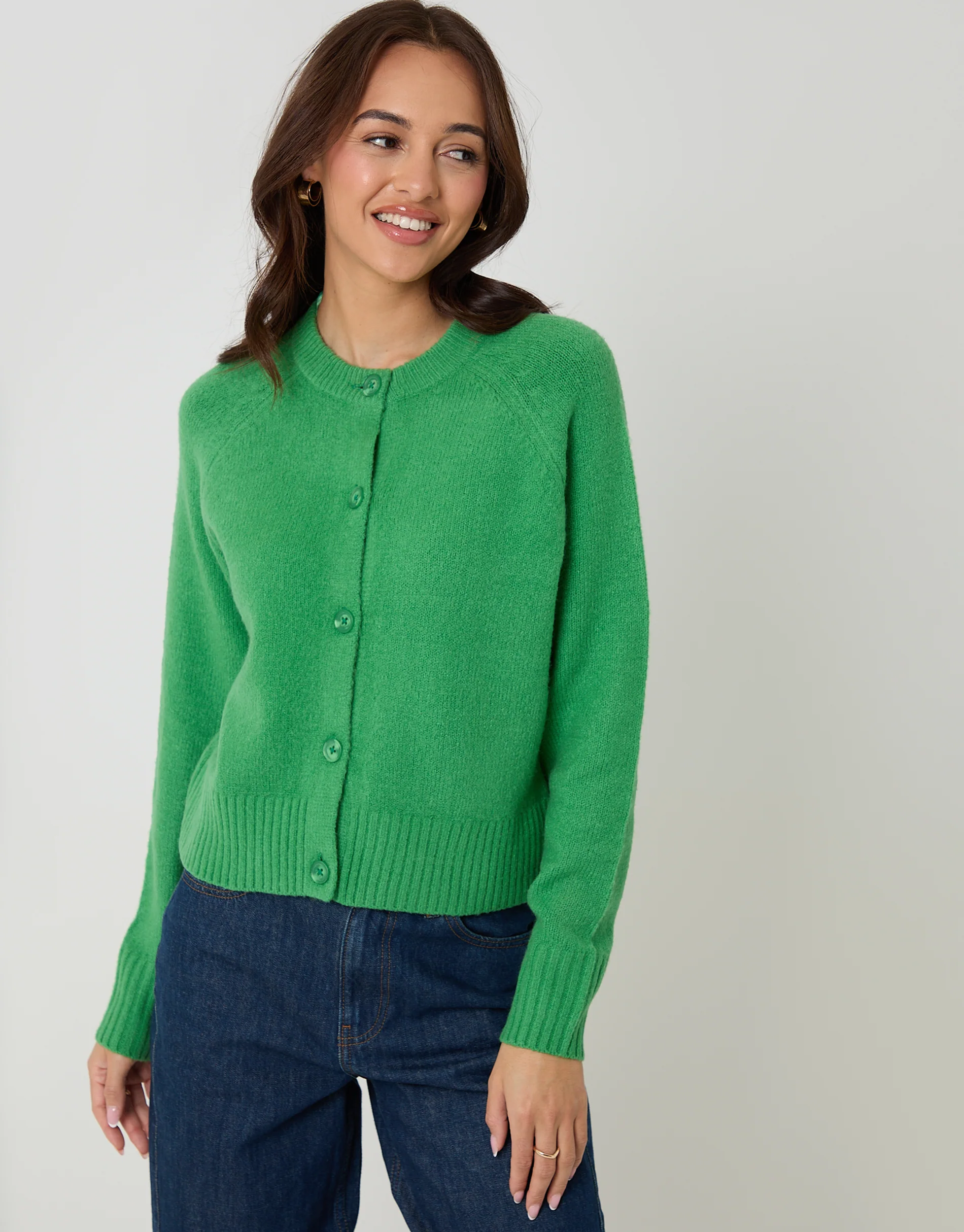 Button Up Knitted Cardigan in Green - Image 5