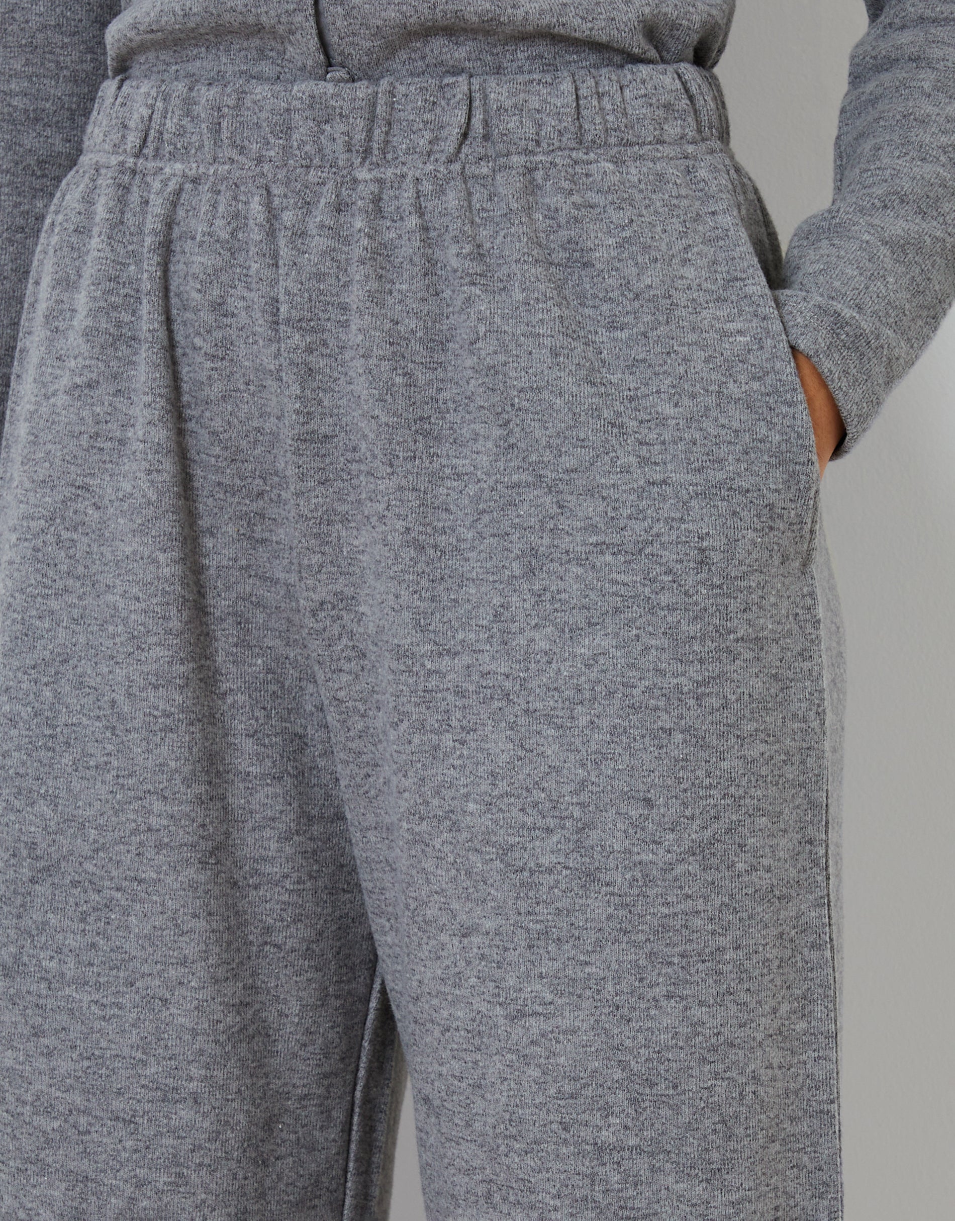High Waisted Ribbed Barrel Leg Joggers in Grey - Image 3