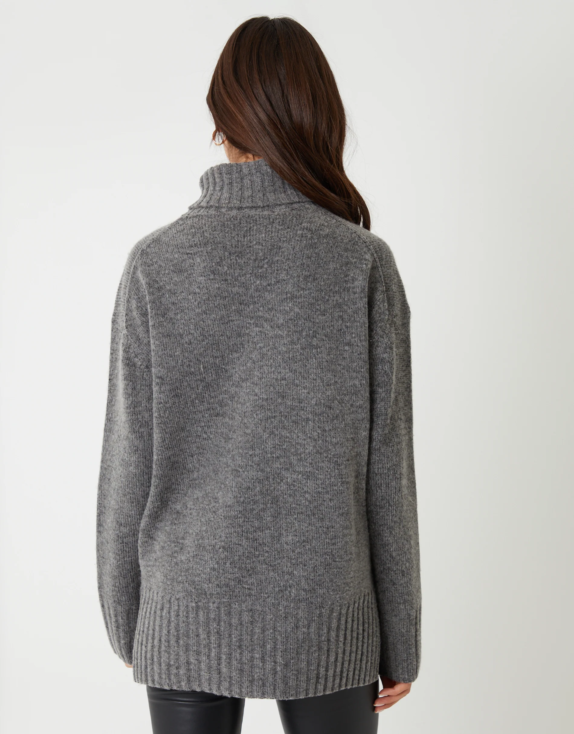 Oversized Roll Neck Jumper in Grey - Image 3