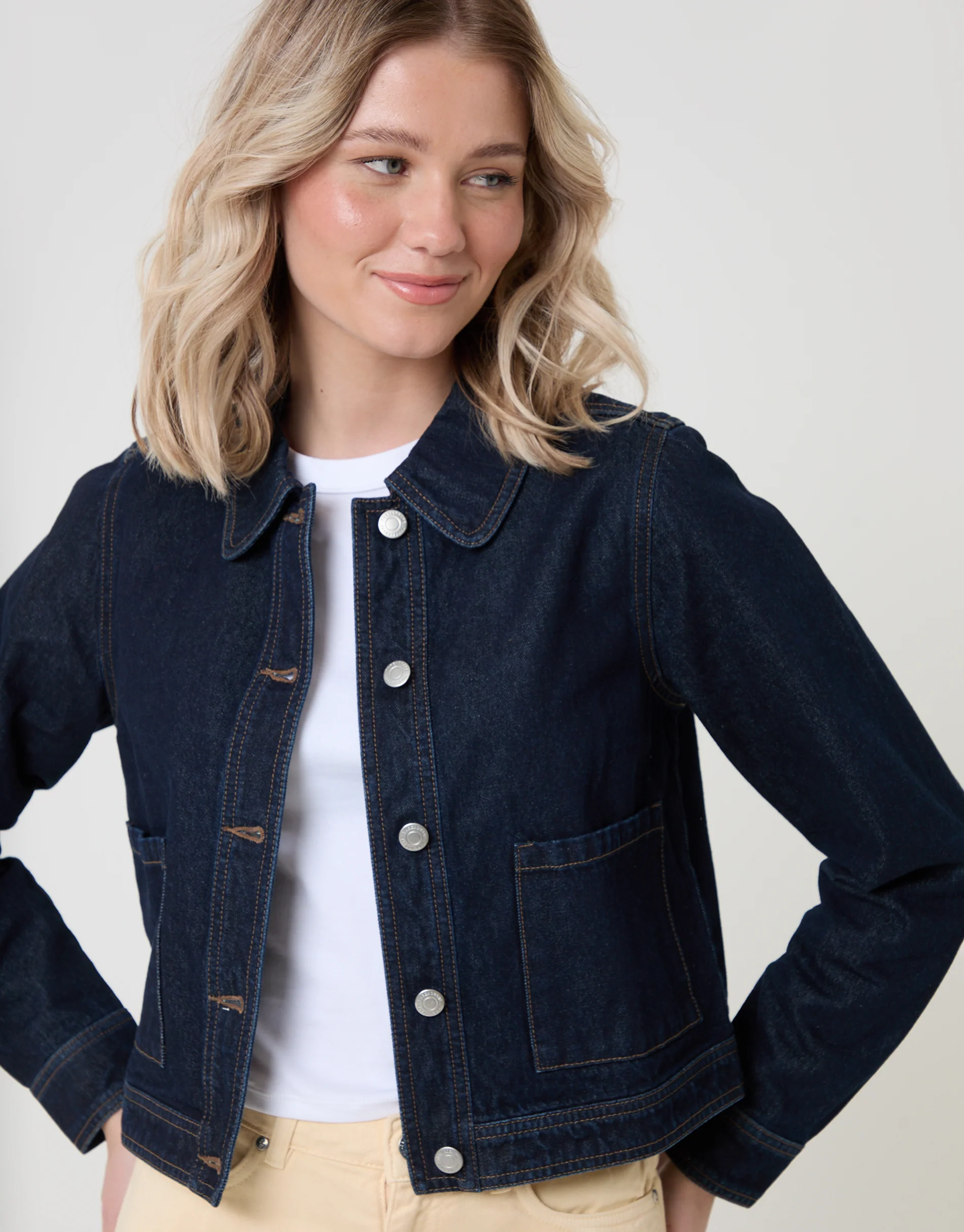 Denim Jacket with Patch Pockets in Indigo - Image 4