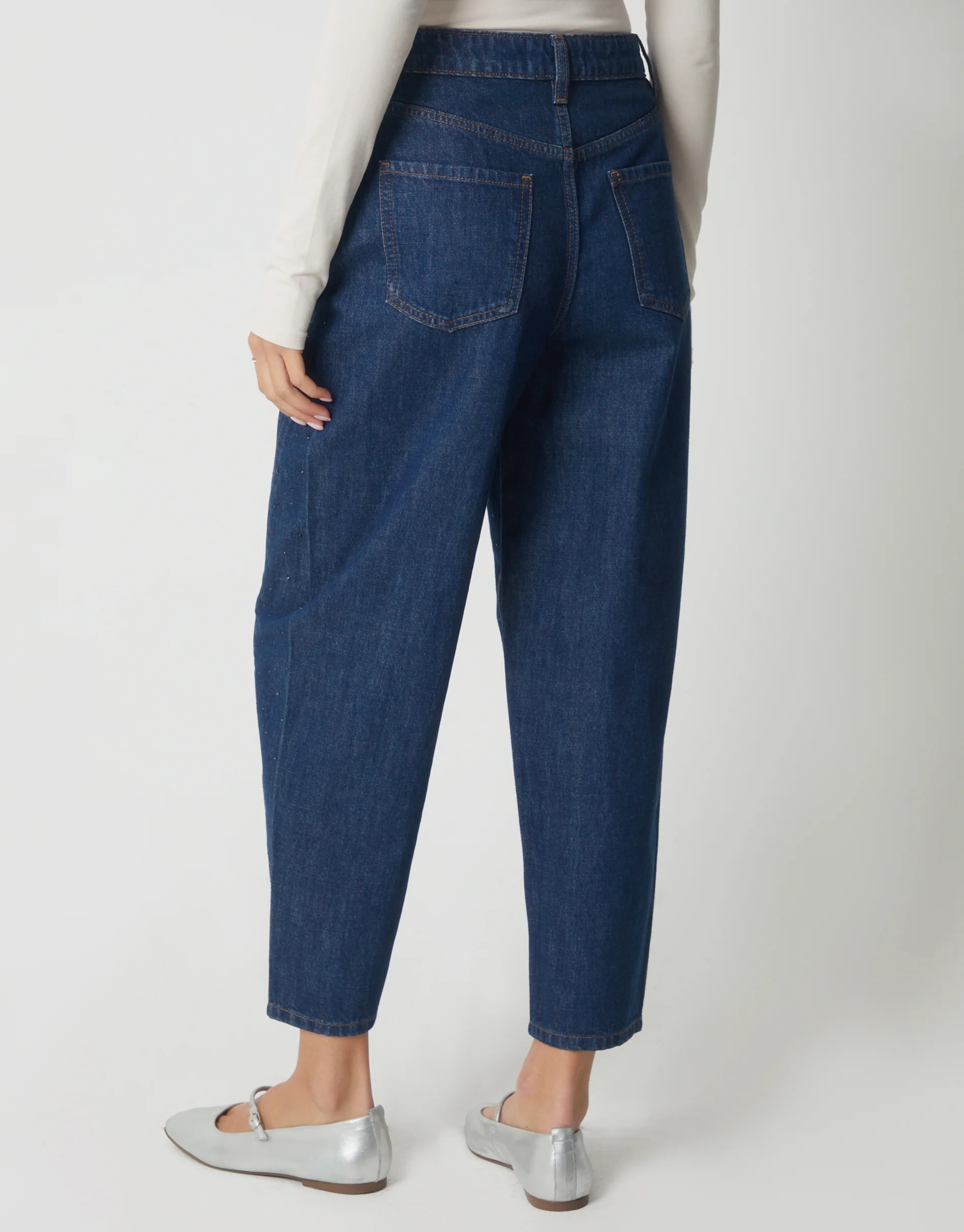 Embellished Barrel Leg Jeans in Indigo Wash - Image 3