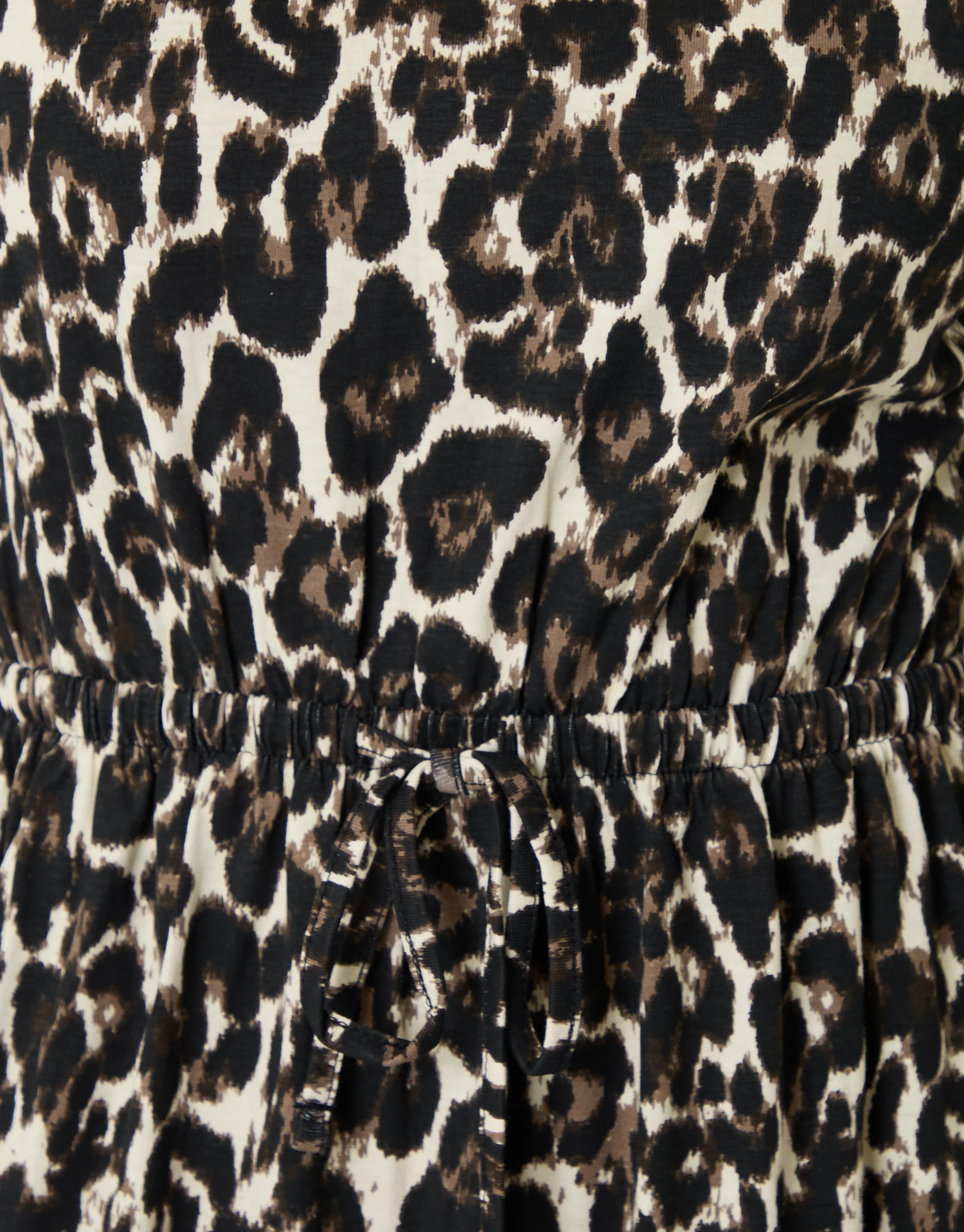 Leopard Drawstring Waist Boat Neck Cotton Jersey Maxi Dress in Leopard Print - Image 5