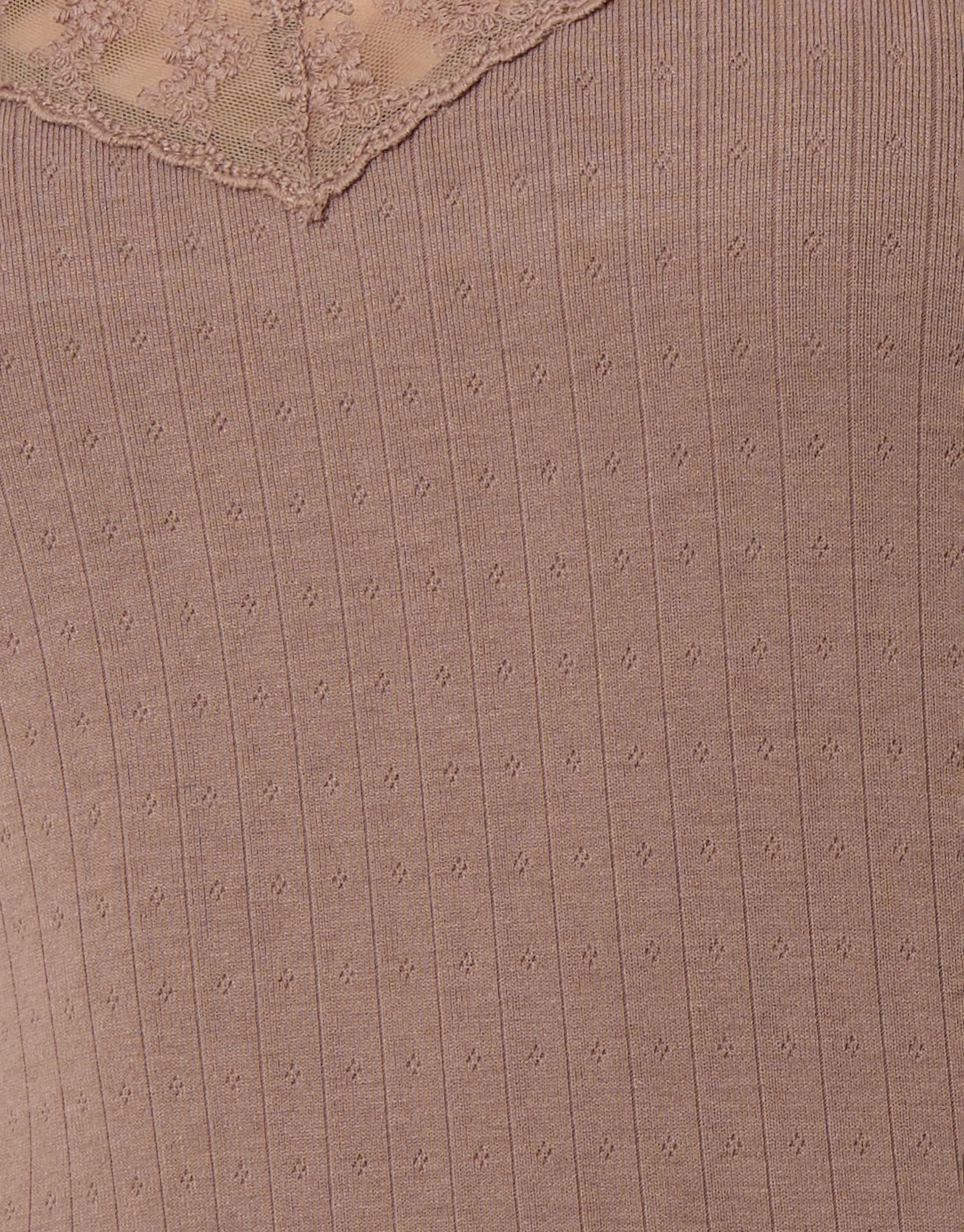 Pointelle V-Neck Cami Pyjama Set in Mink Brown - Image 5