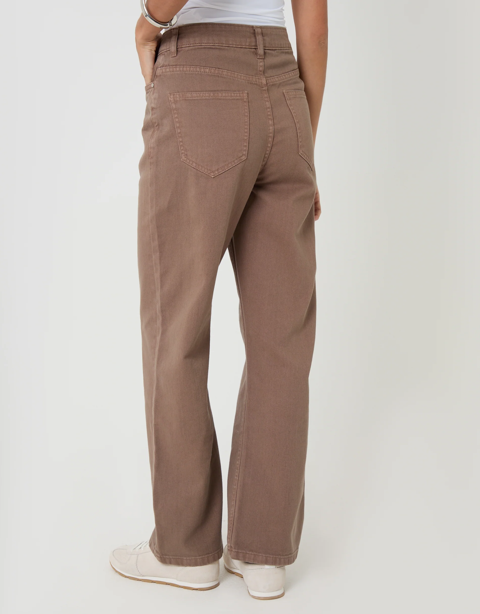 Petite Straight Leg Jeans in Mocha Brown - Image 3