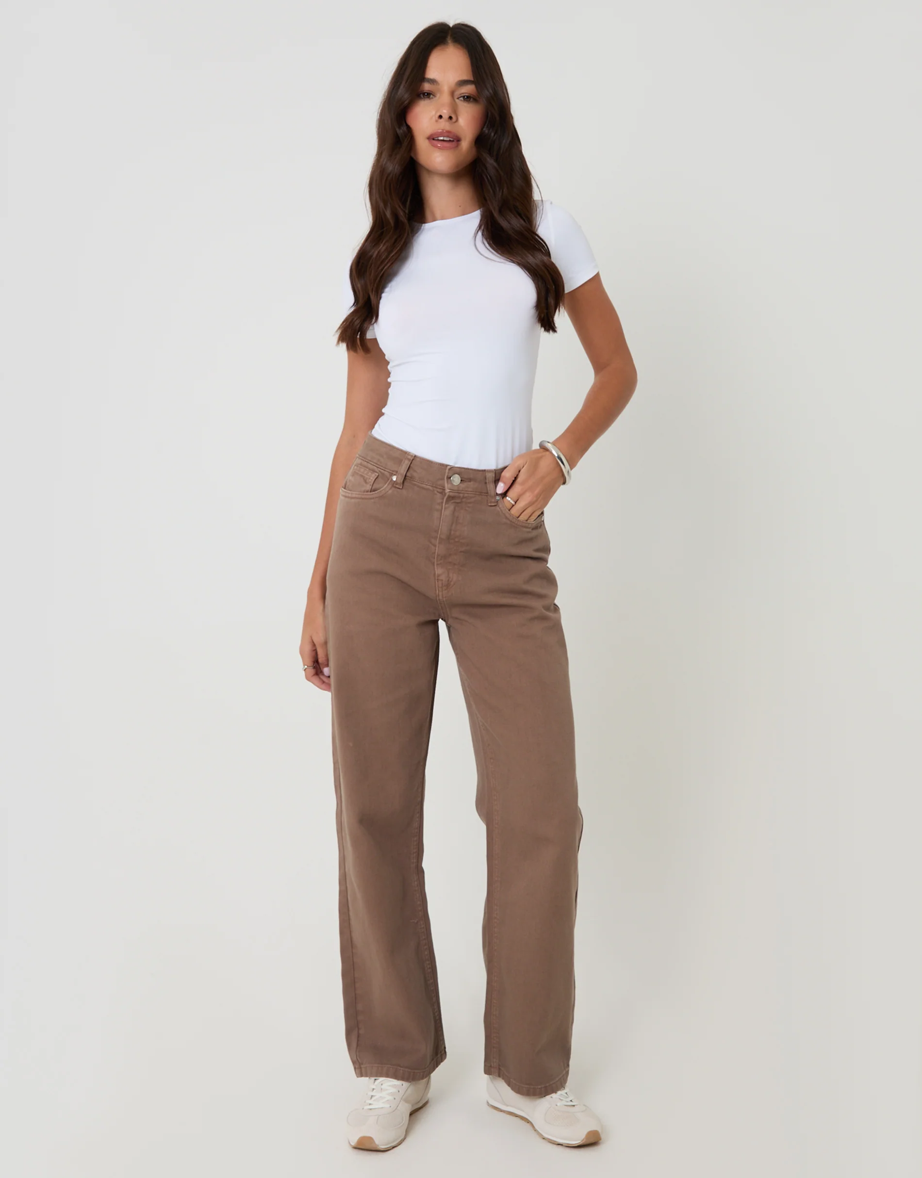 Straight Leg Jeans in Mocha Brown - Image 5