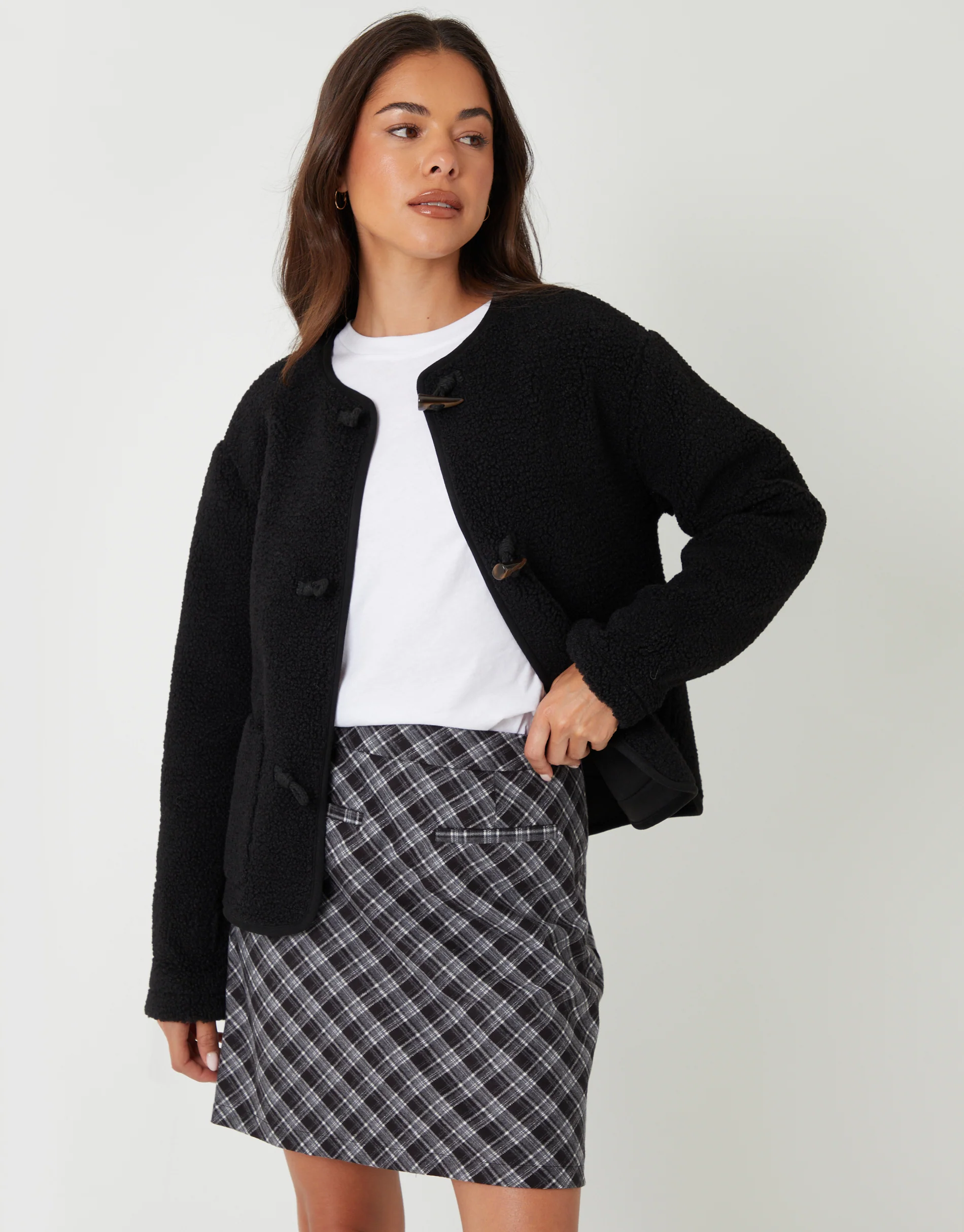 A-Line Mini Skirt in Mono Check