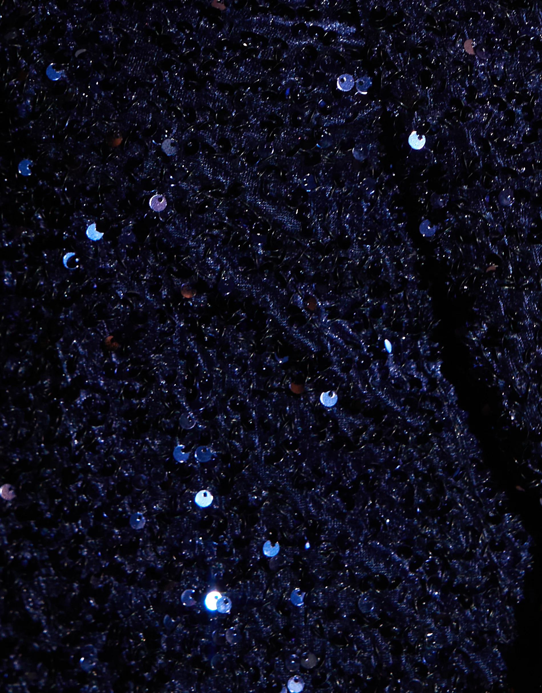 Sequin Velour V Neck Mini Dress in Navy - Image 6