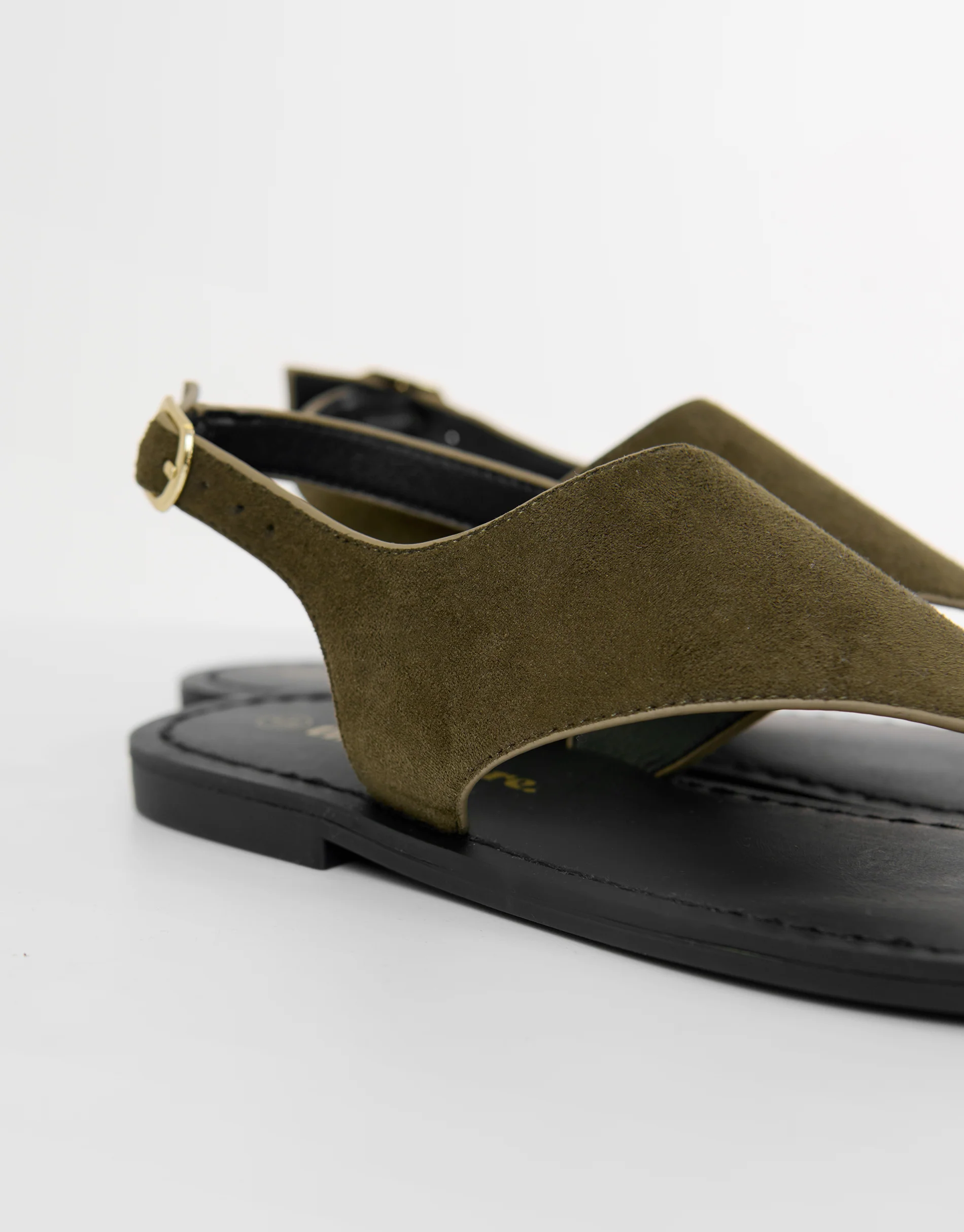 T-Strap Toe Loop Sandals in Olive Green - Image 3