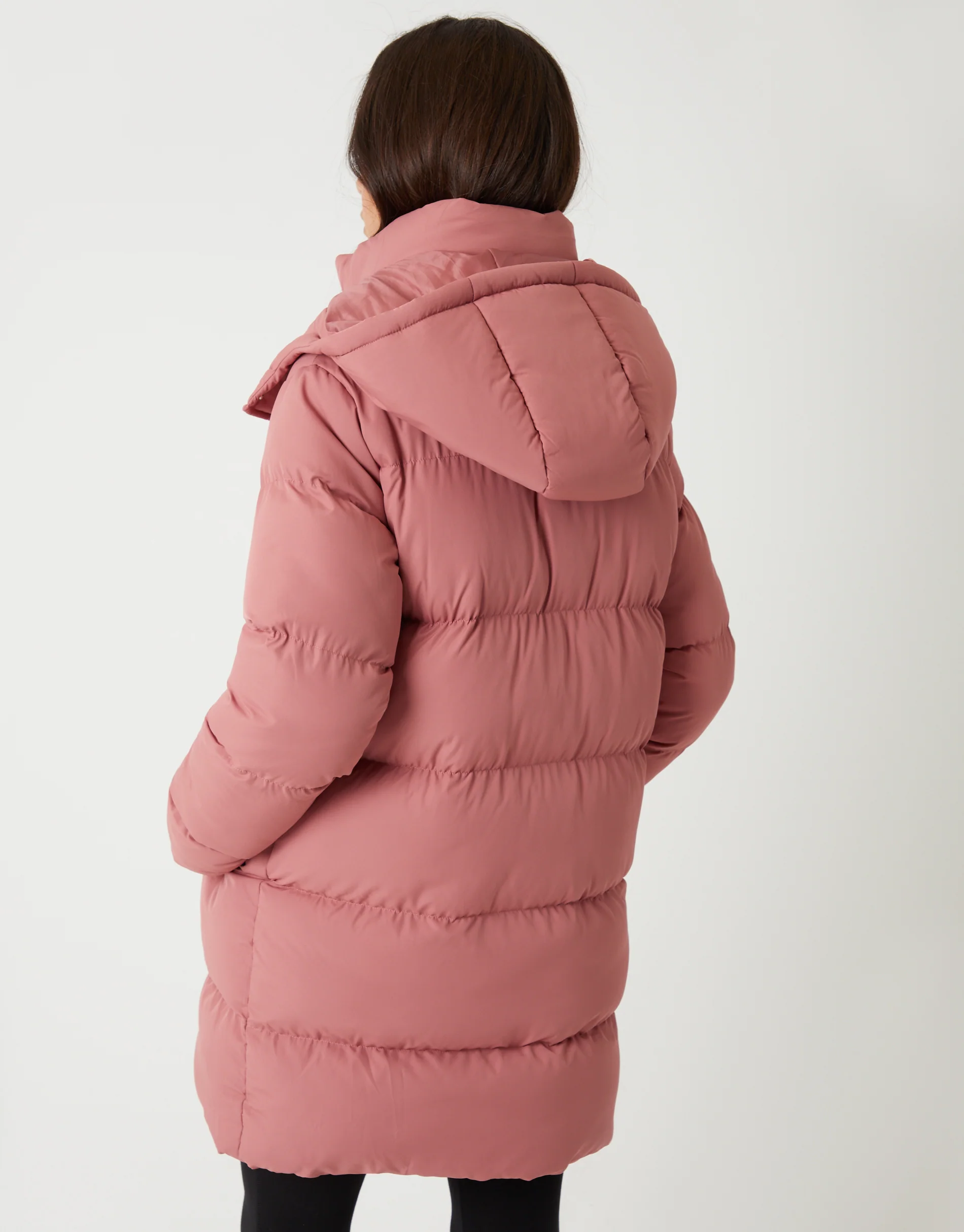 Mid Length Hooded Puffer Coat in Pink - Image 3