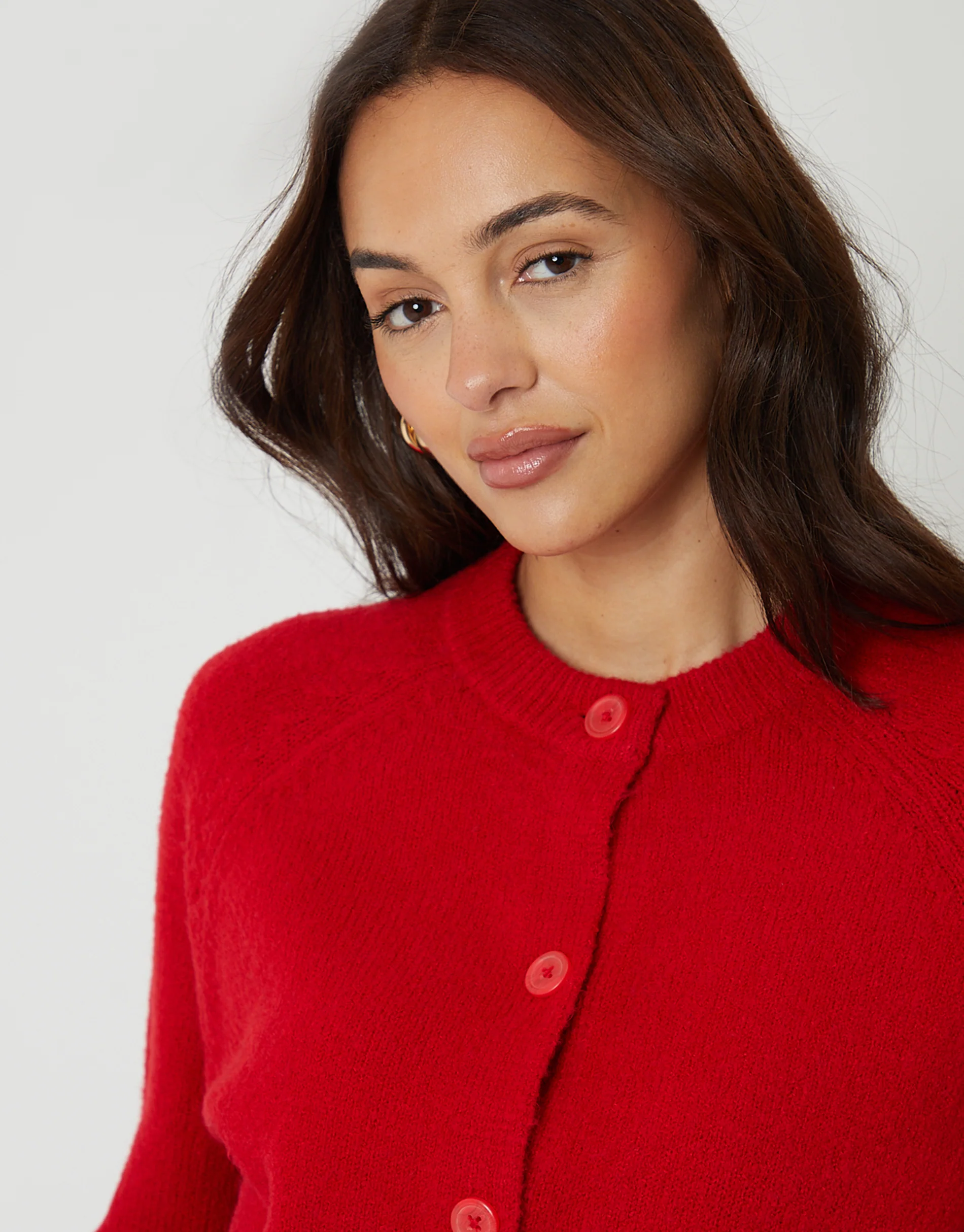 Button Up Knitted Cardigan in Red - Image 4