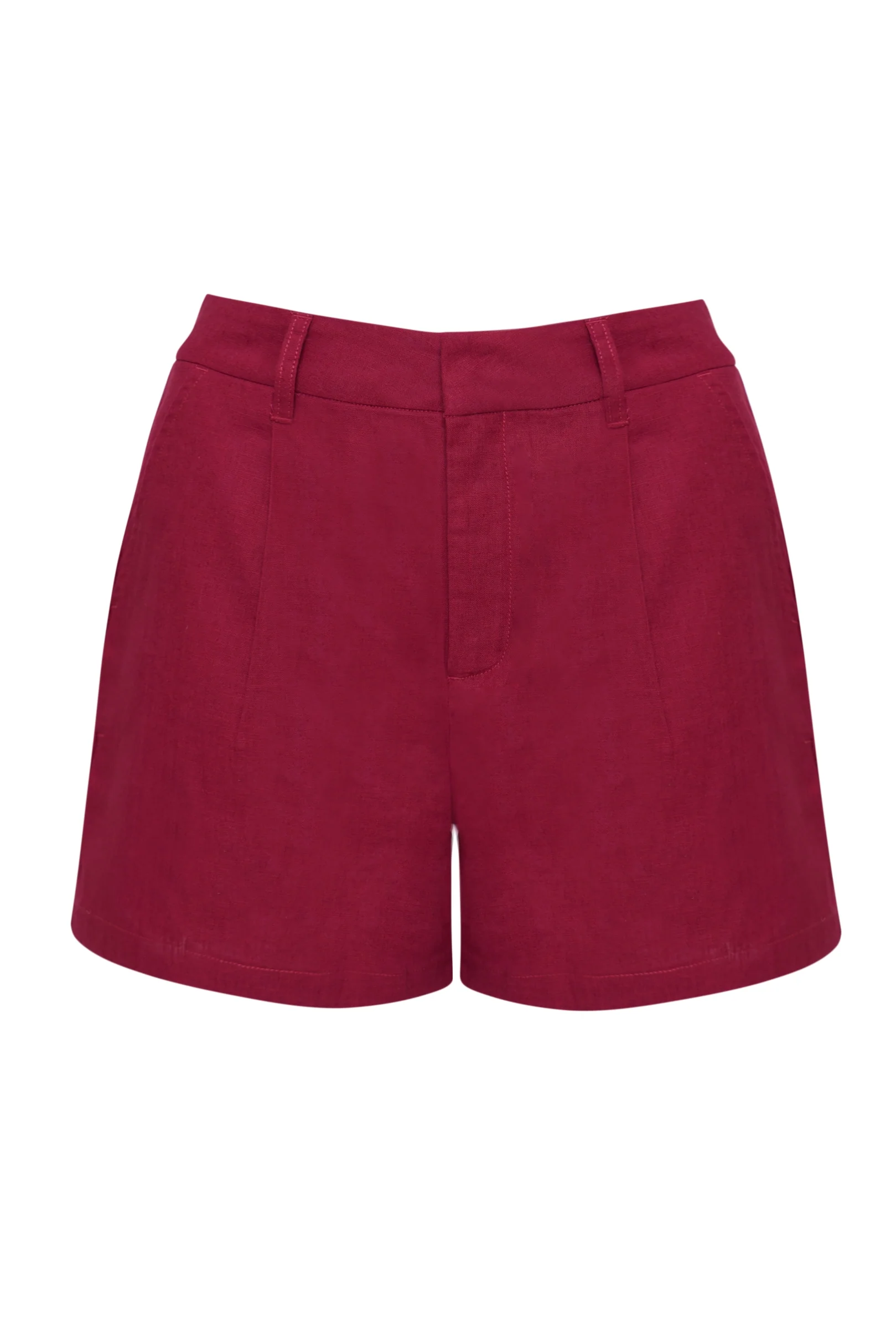 Tailored Linen Blend Shorts in Red - Image 6