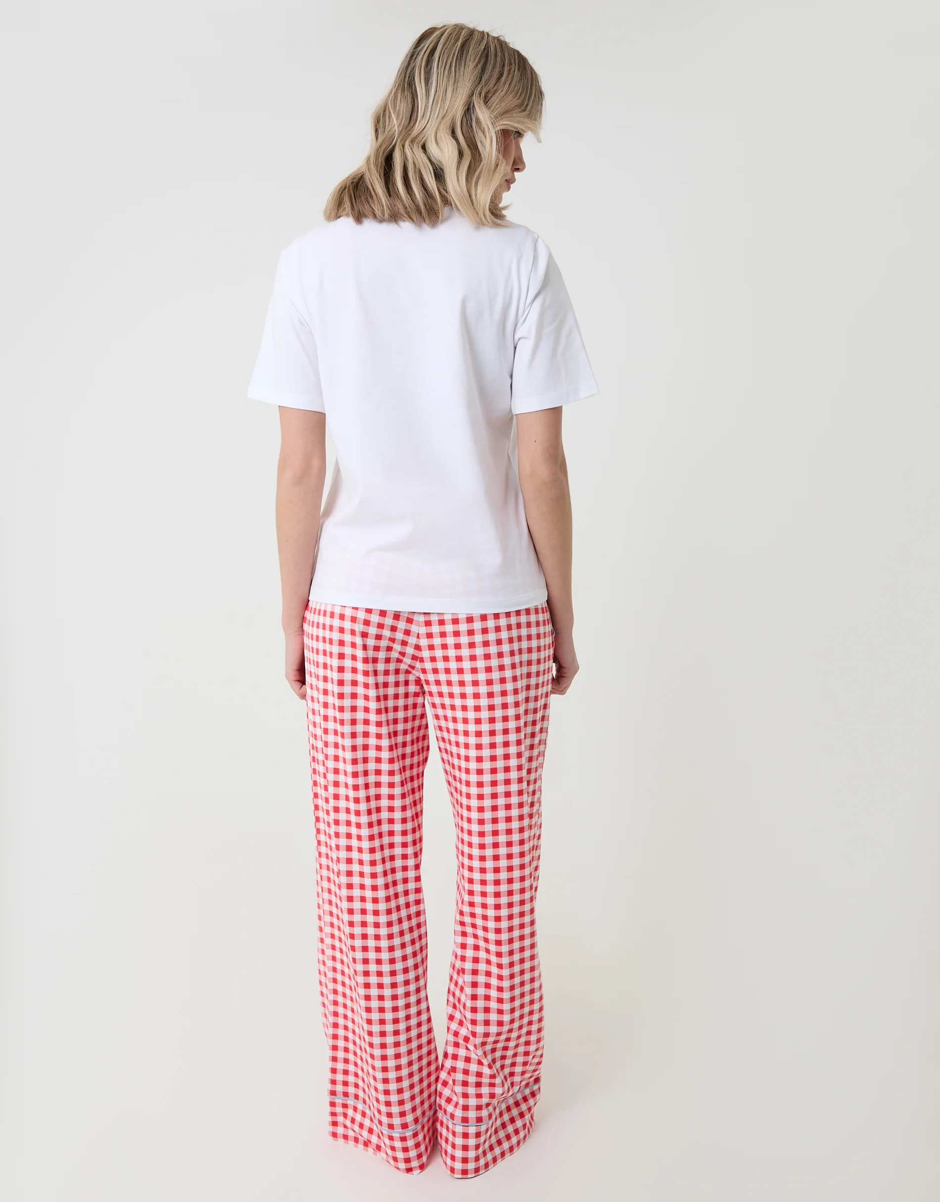 Petite Amalfi Coast Print Pyjama Set in Red Gingham - Image 2