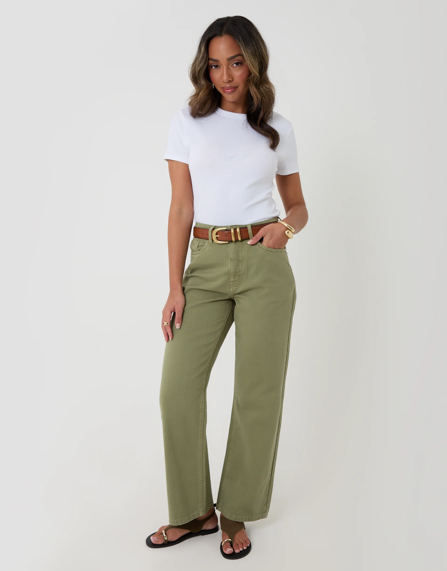 Straight Leg Jeans in Sage Green