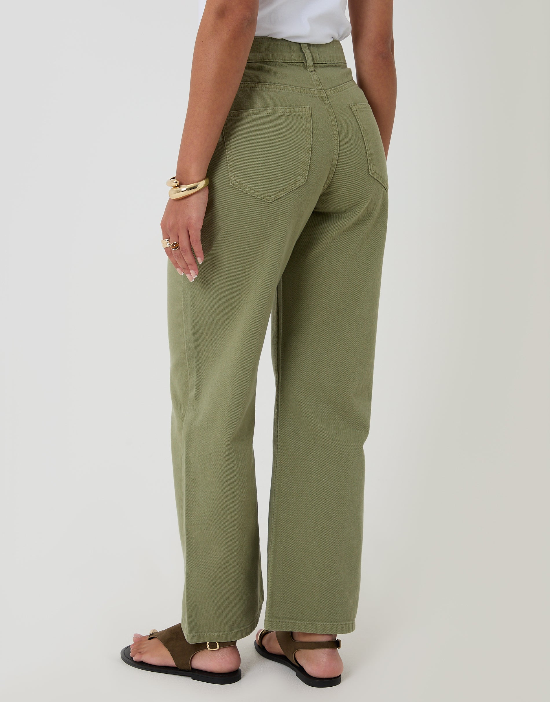 Straight Leg Jeans in Sage Green - Image 3