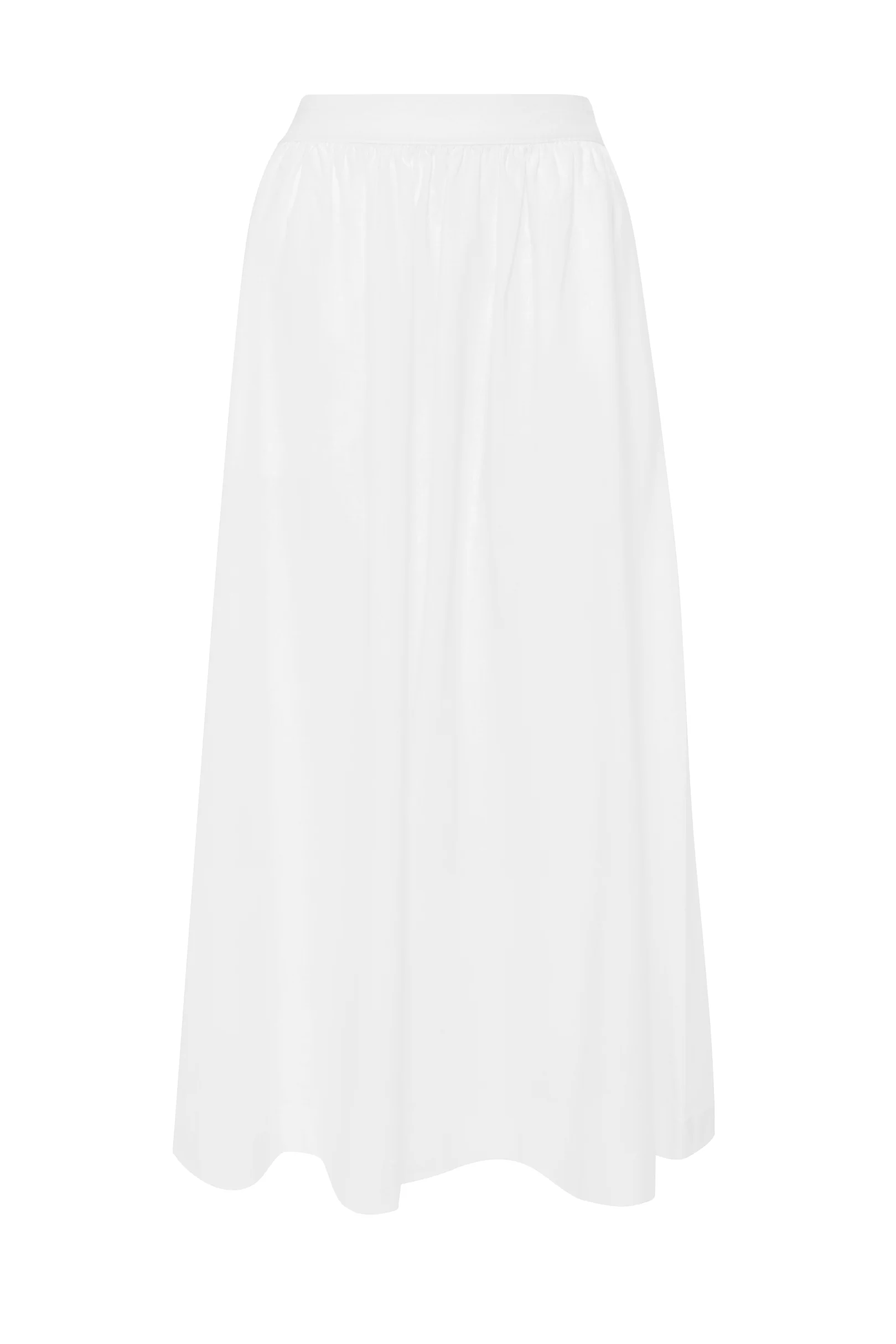 Linen Blend Gathered Midaxi Skirt in White - Image 5
