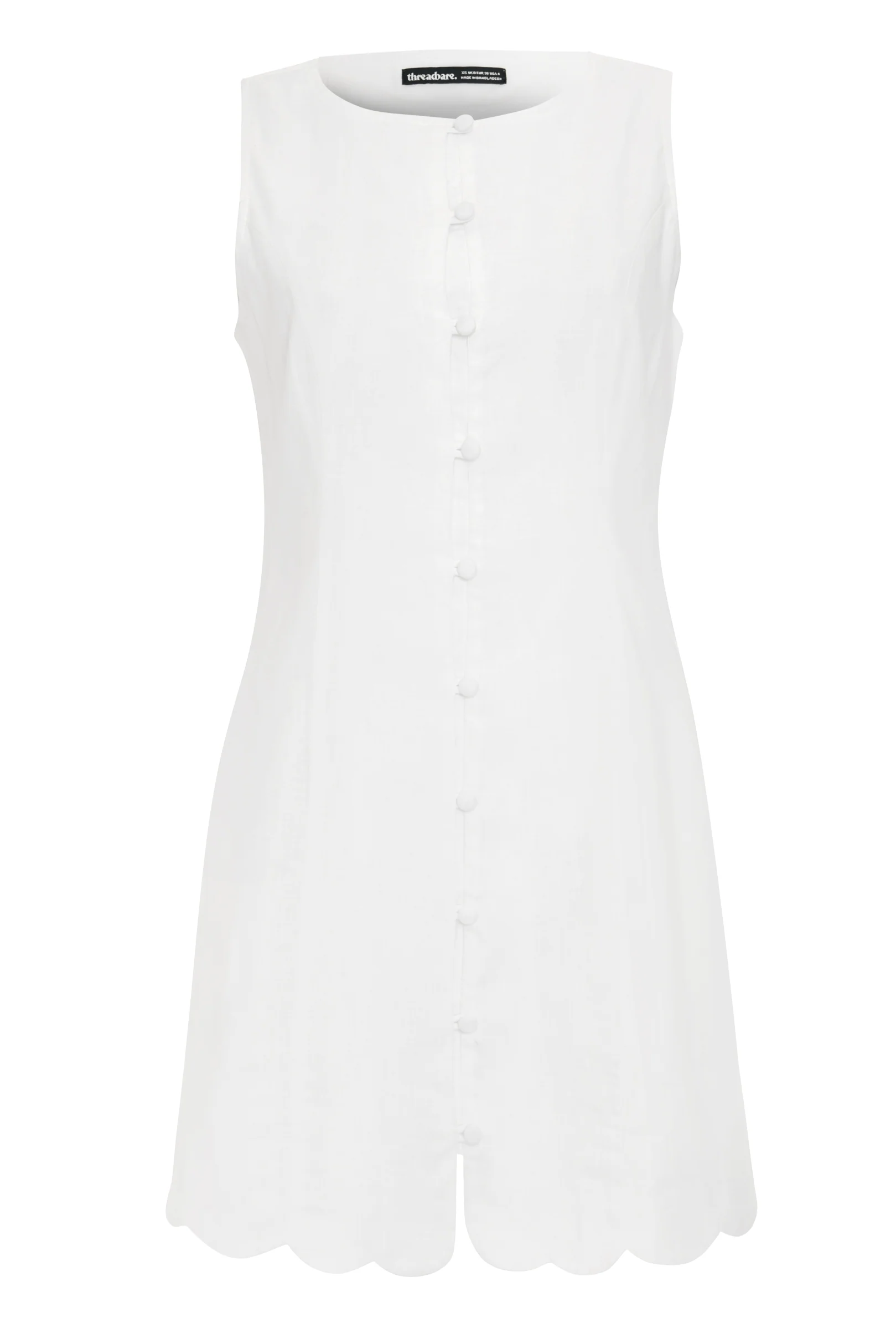 Linen Blend Pinafore Dress in White - Image 5
