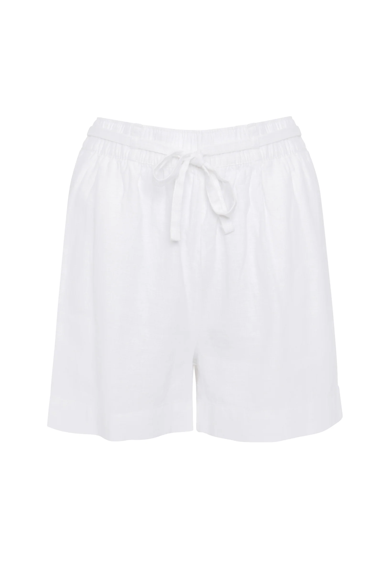 Linen Blend Tie Waist Shorts in White - Image 6