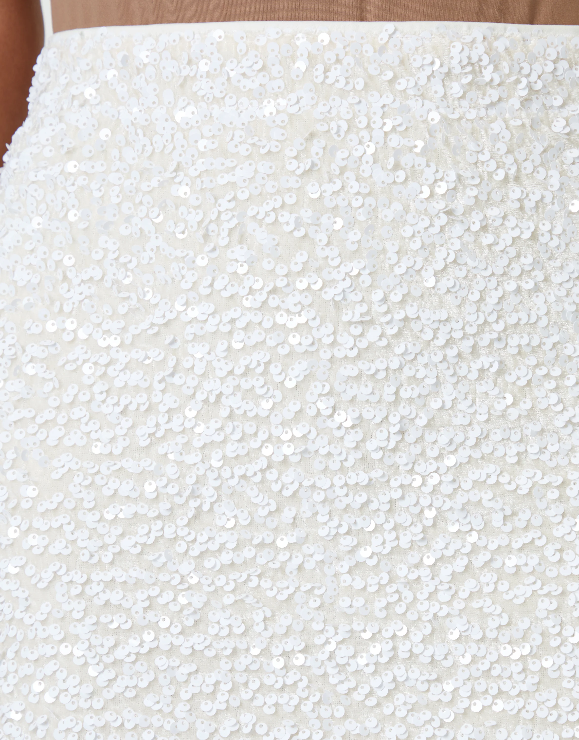 Sequin Velour Mini Skirt in White - Image 4