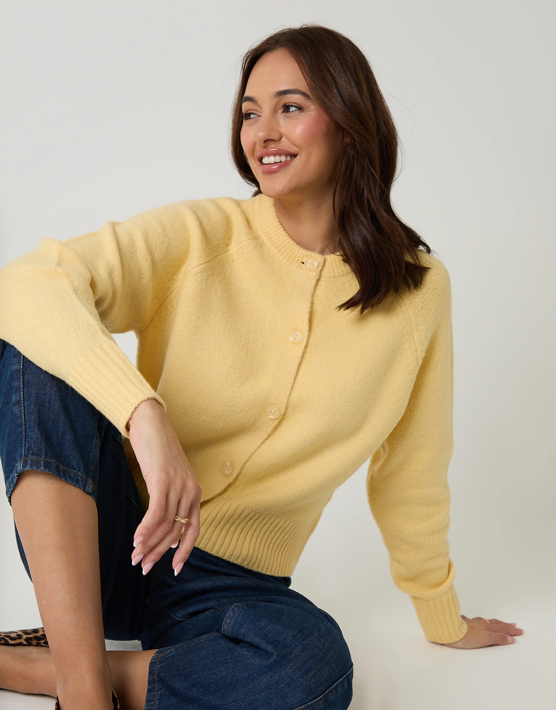 Button Up Knitted Cardigan in Yellow - Image 4