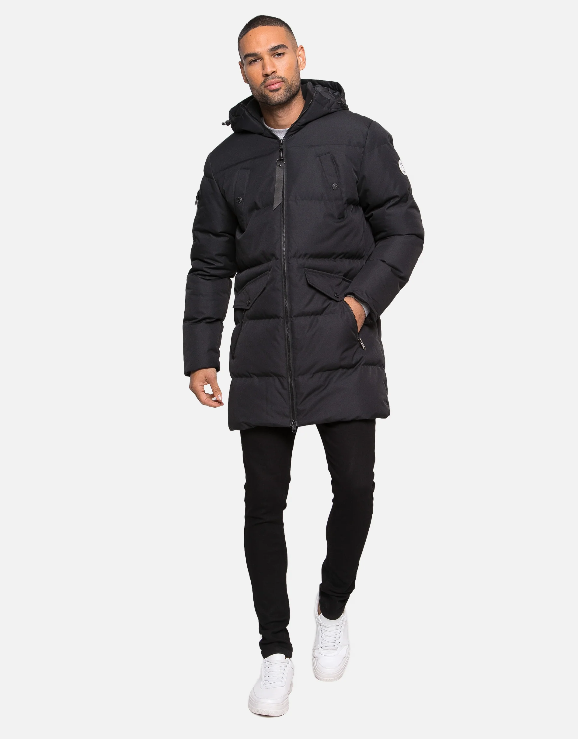 Longline Padded Jacket in Black - Image 3