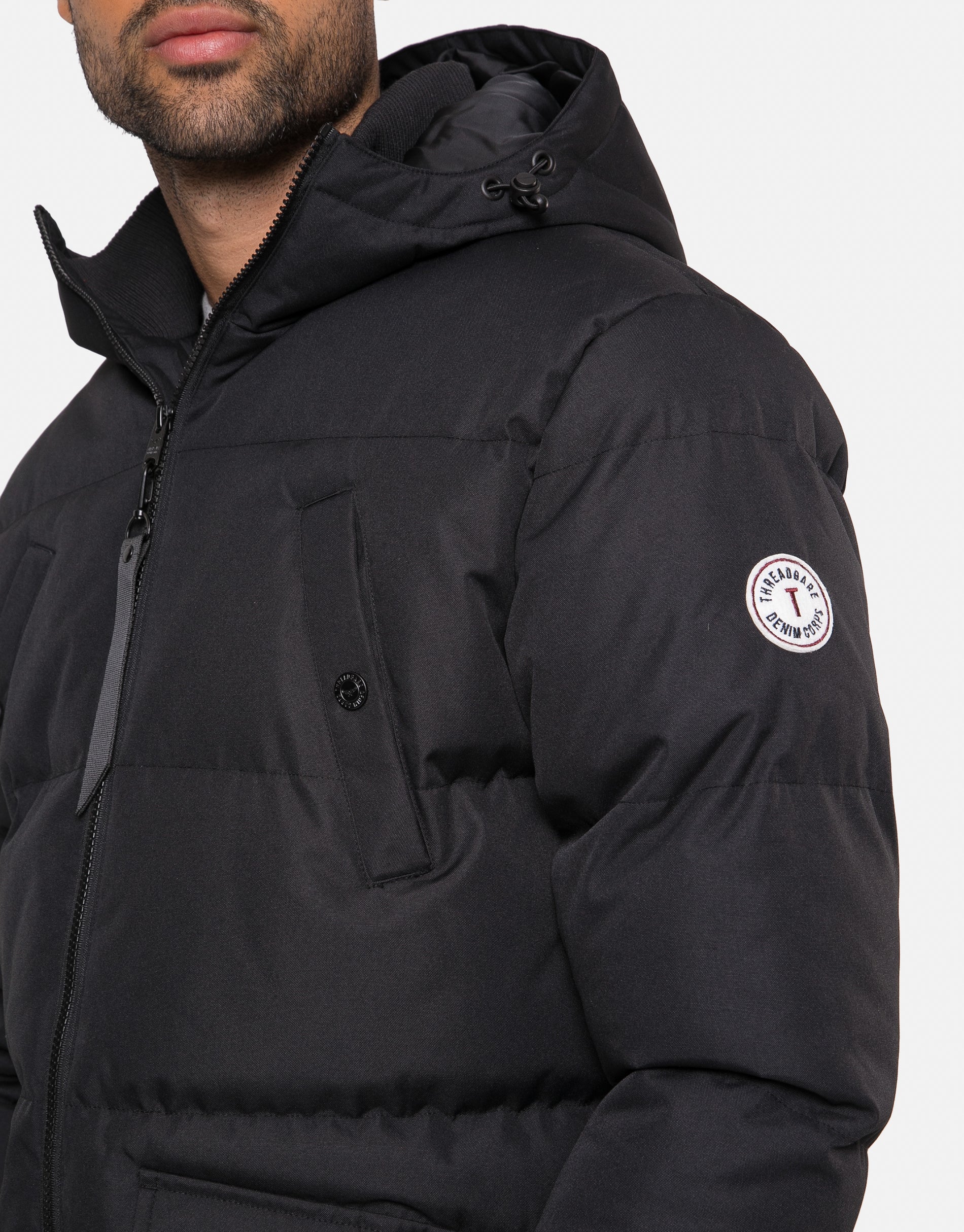 Longline Padded Jacket in Black - Image 4