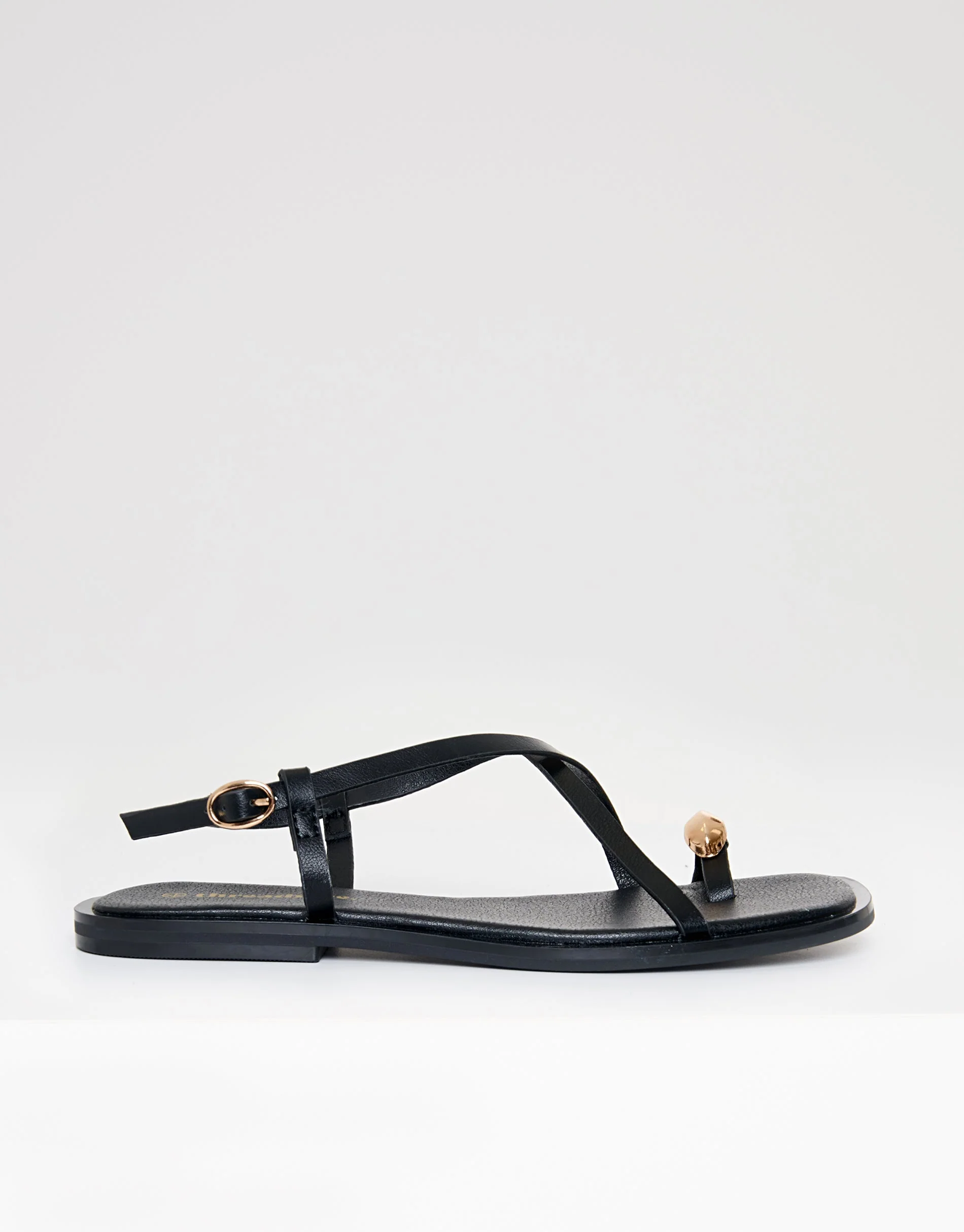 Back Strap Metal Detail Sandals in Black - Image 2