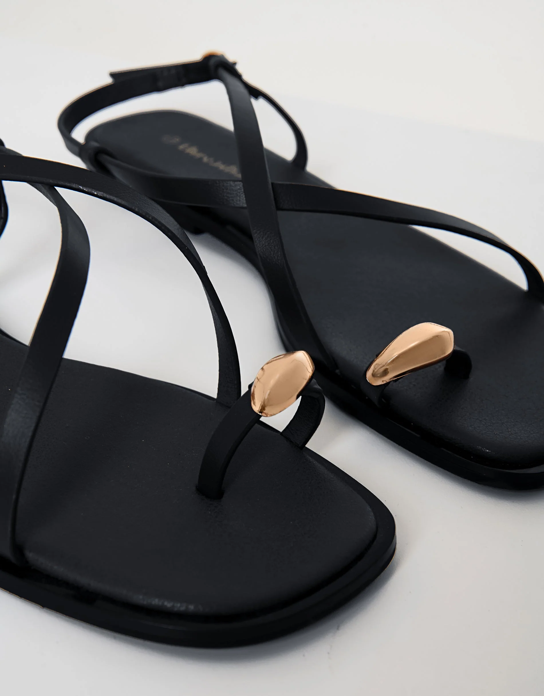 Back Strap Metal Detail Sandals in Black - Image 4