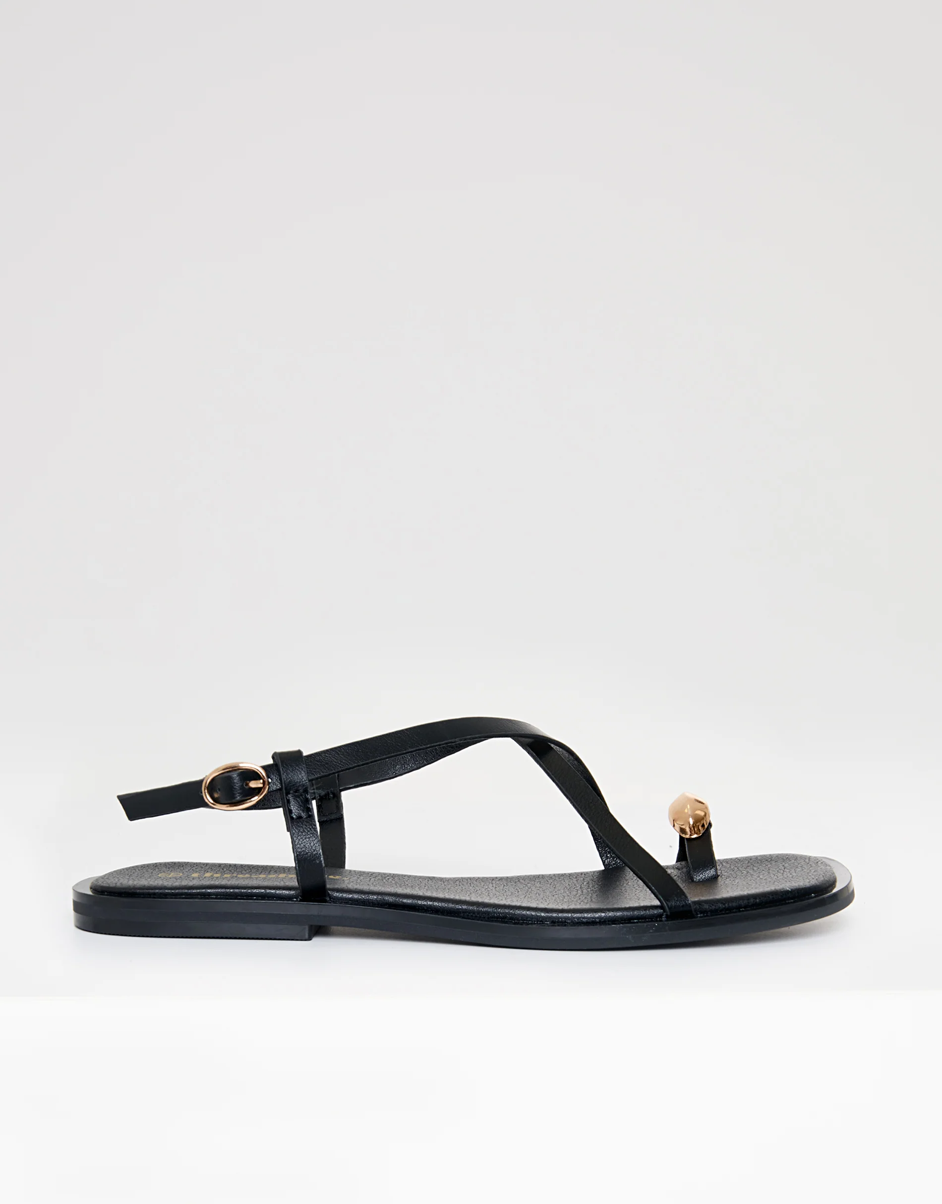 Back Strap Metal Detail Sandals in Black - Image 6