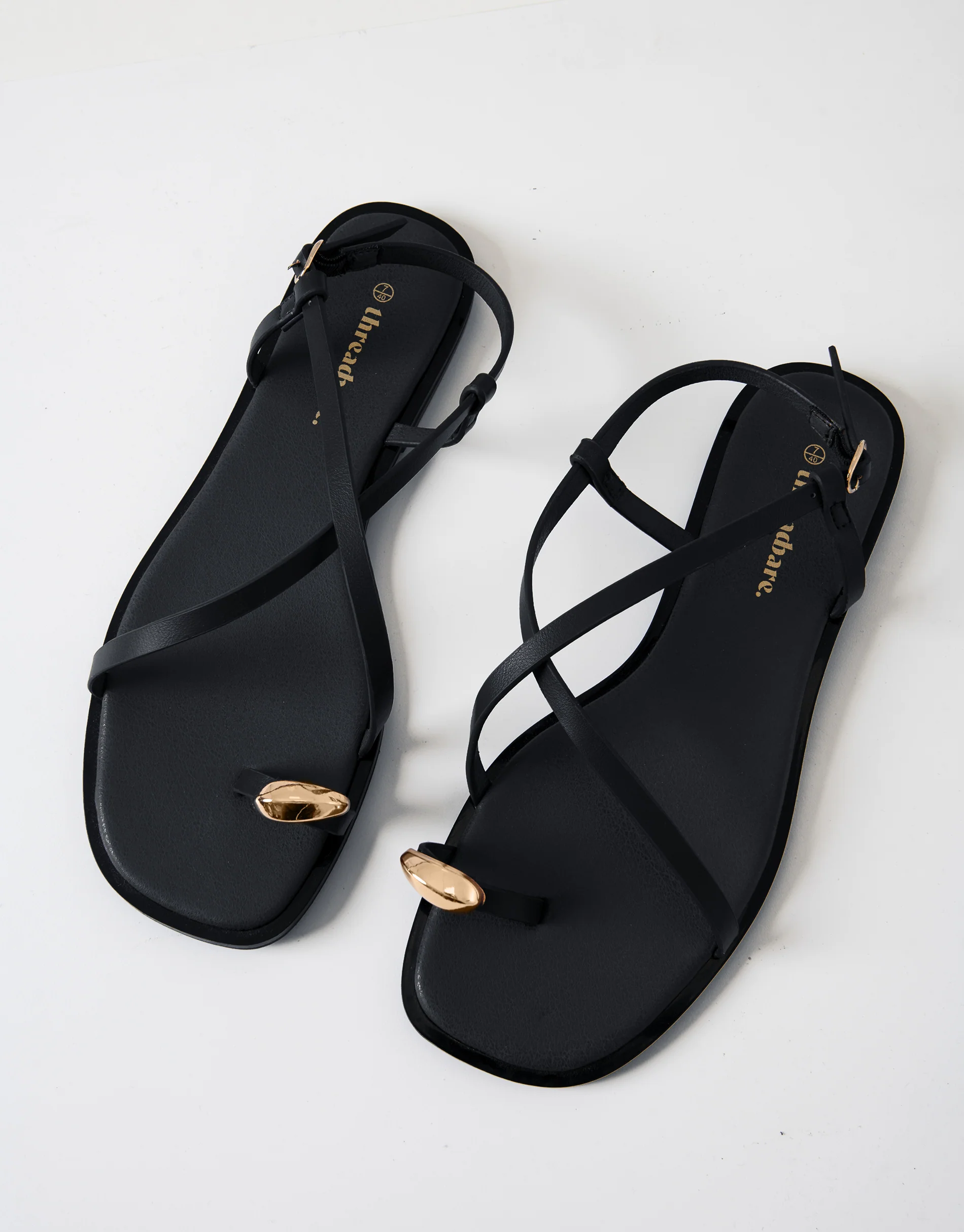 Back Strap Metal Detail Sandals in Black - Image 7